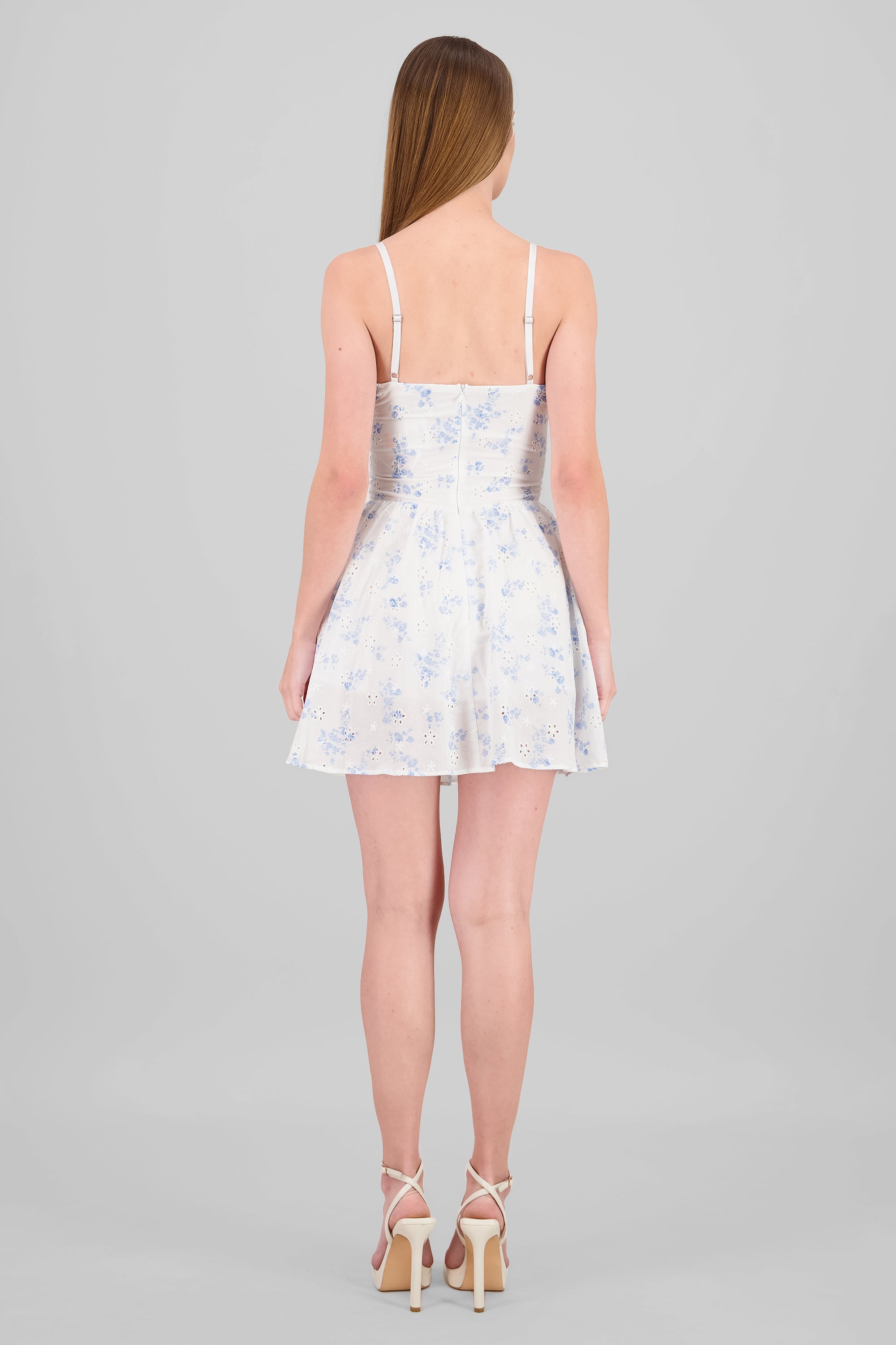 Vestido pritn de flores con textura BLANCO COMBO