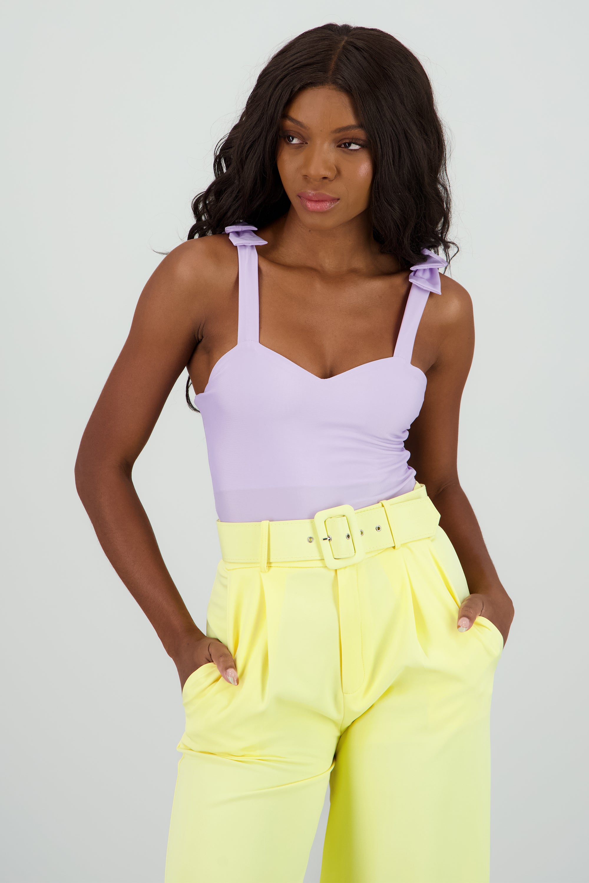 Bodysuit liso con tirante moños LILA