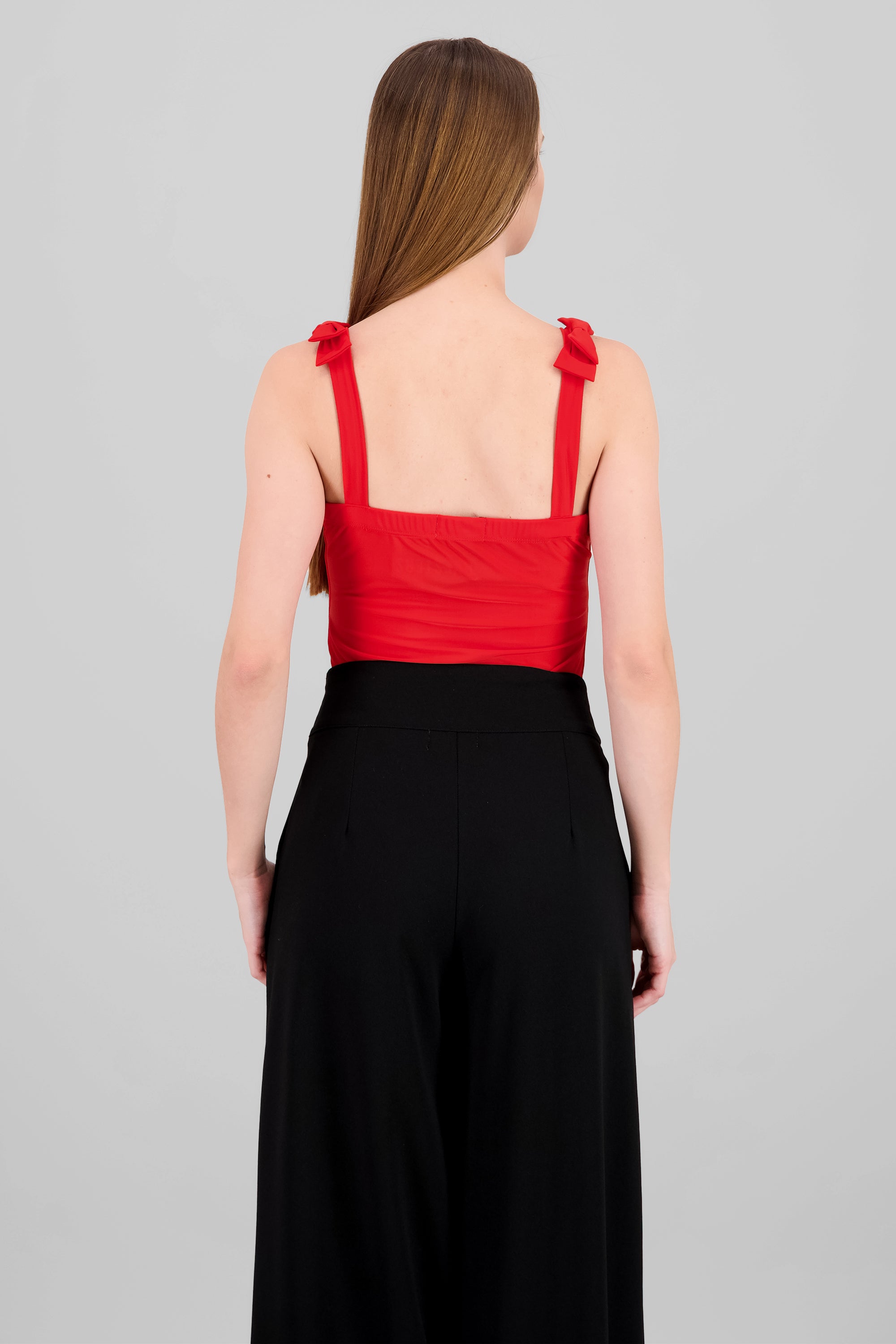 Bodysuit liso con tirante moños ROJO
