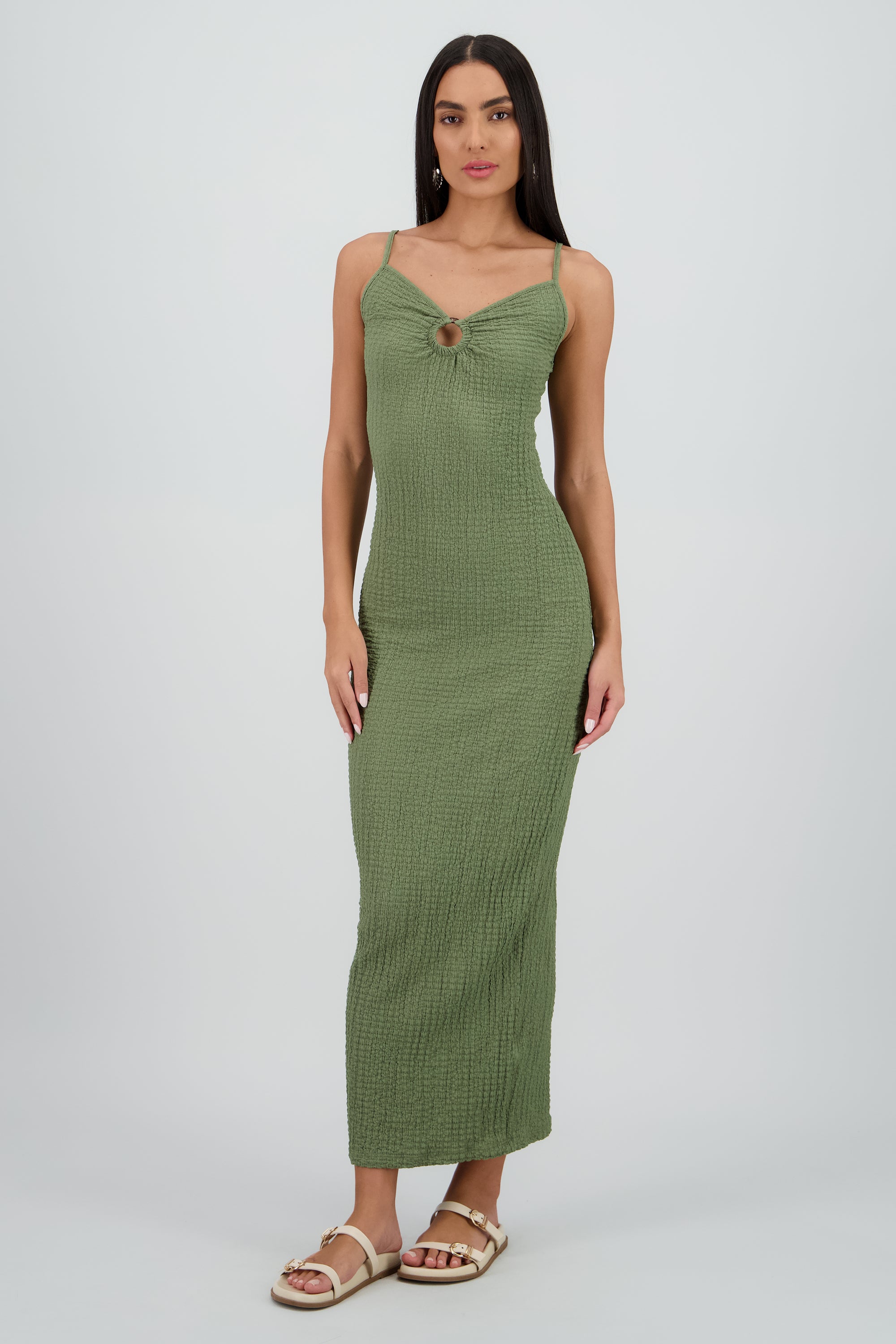 Vestido maxi texturas tirantes aro SAGE