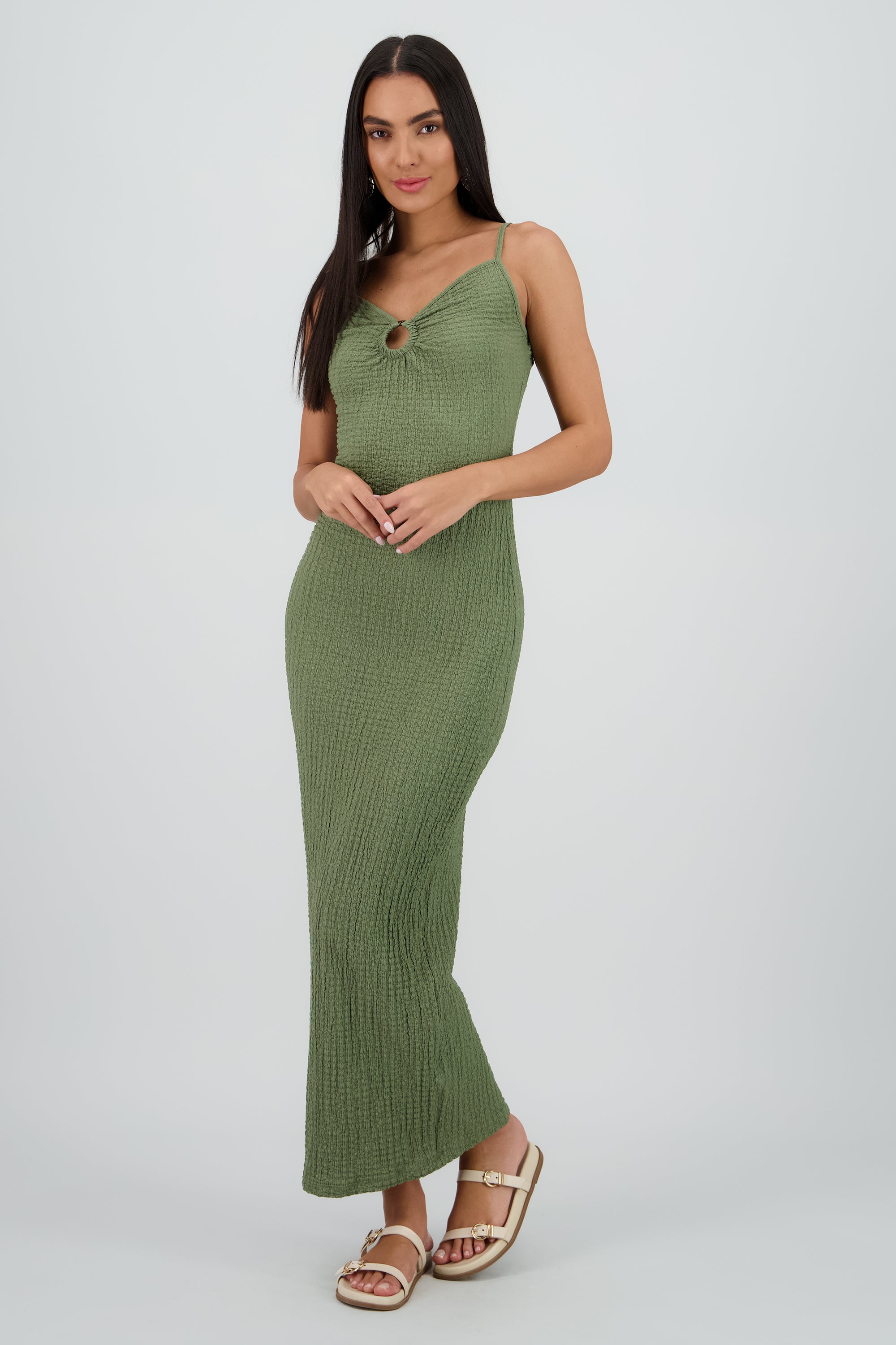 Vestido maxi texturas tirantes aro SAGE
