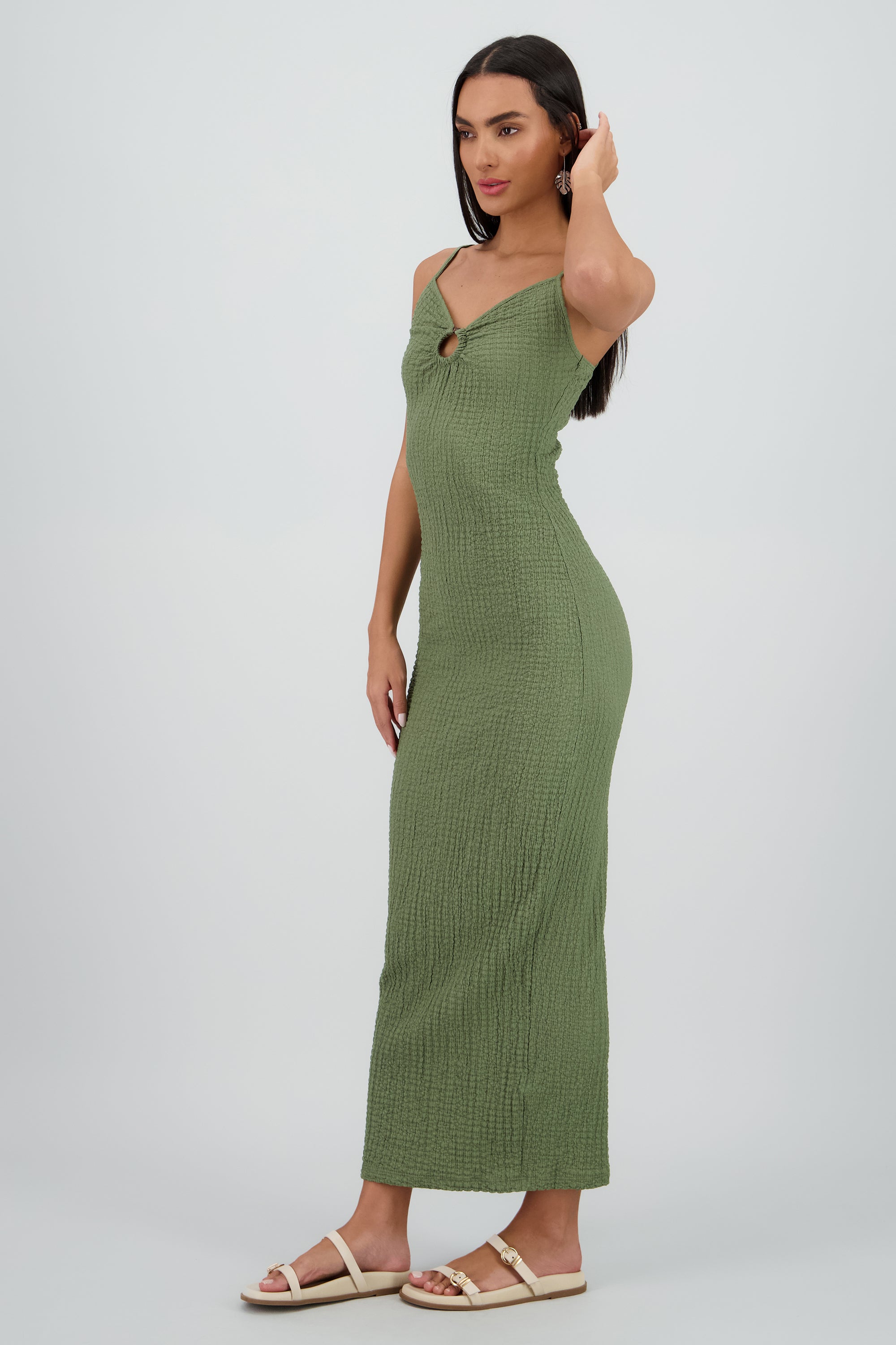 Vestido maxi texturas tirantes aro SAGE