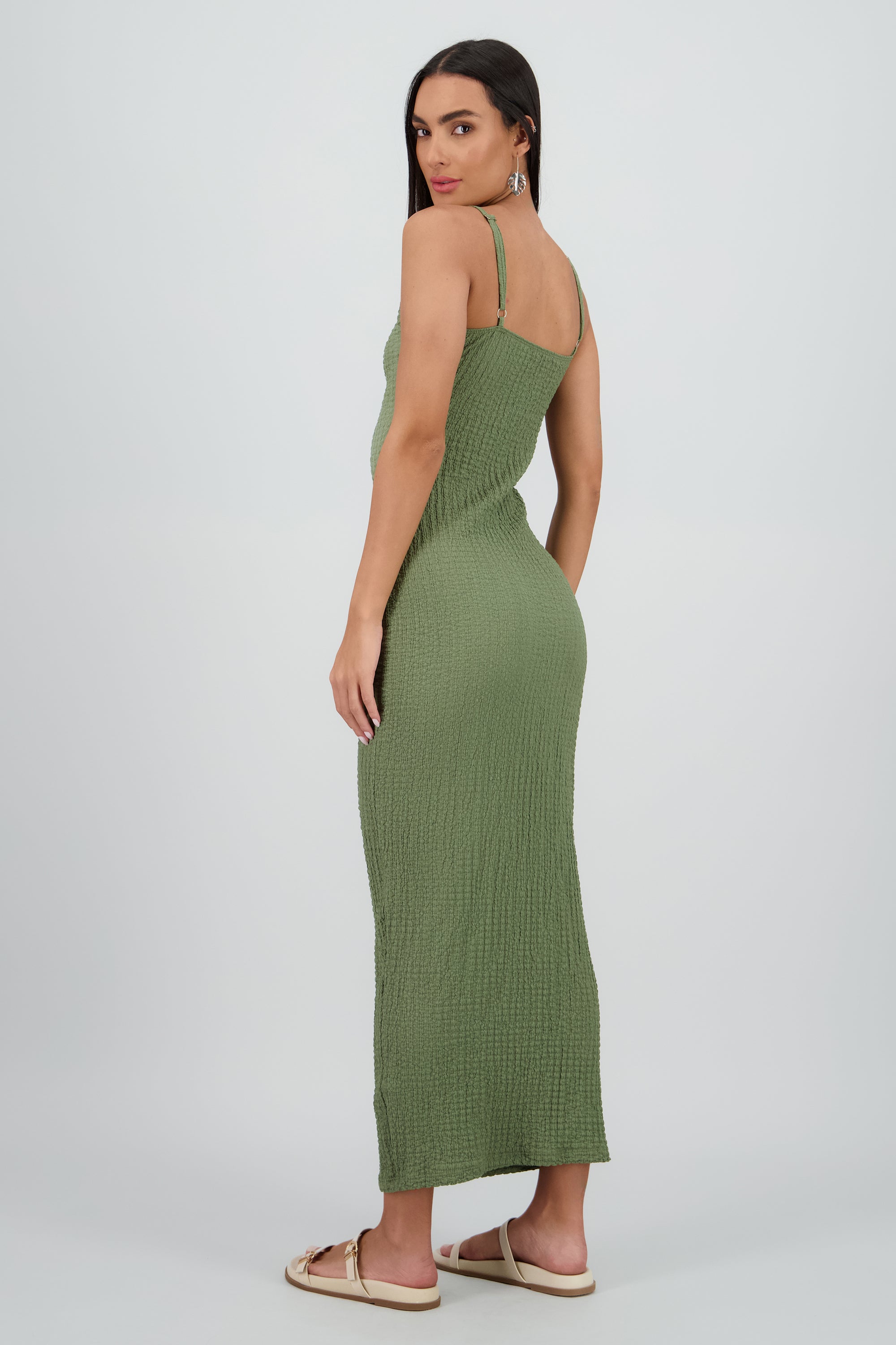 Vestido maxi texturas tirantes aro SAGE