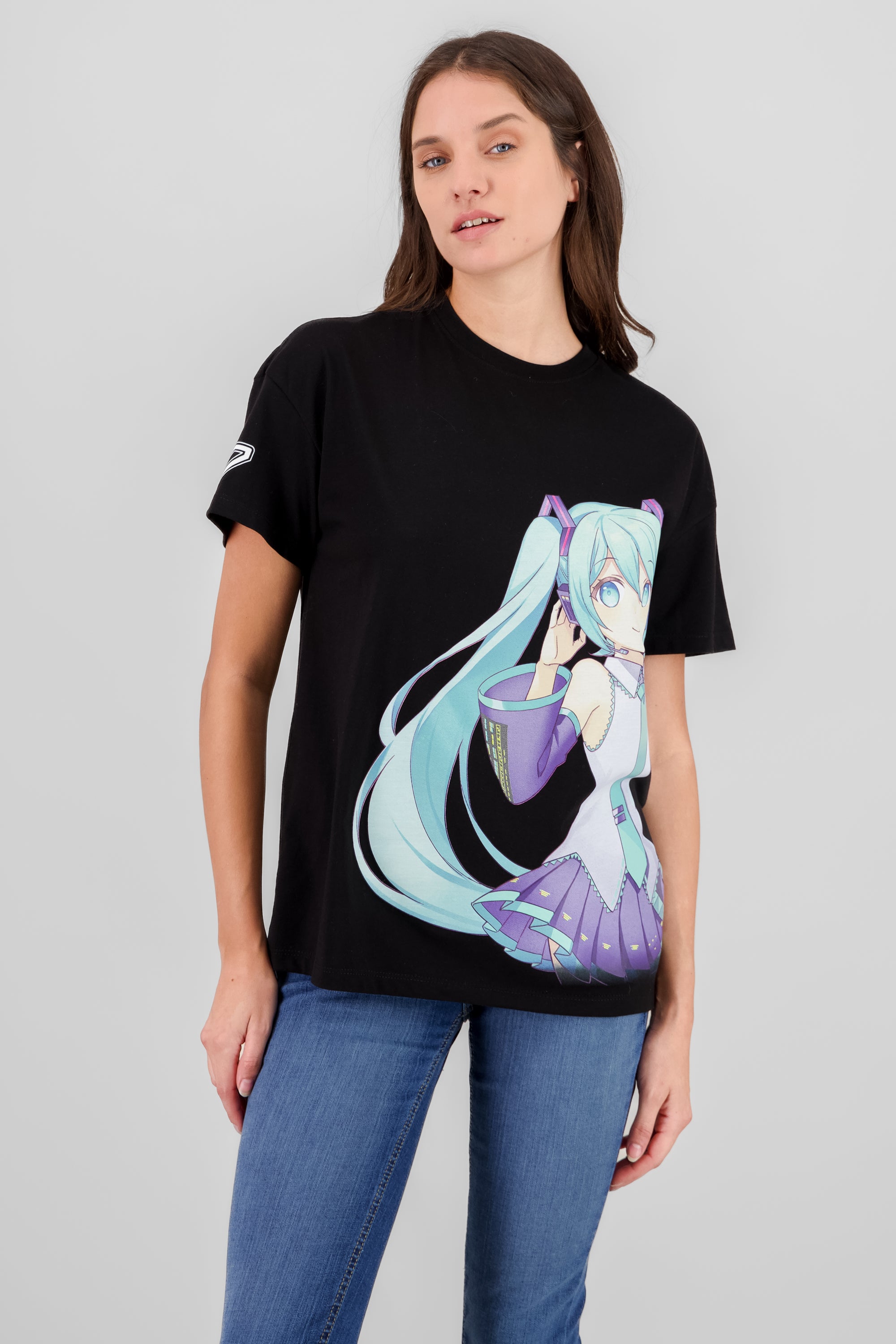 Playera Miku frente espalda NEGRO