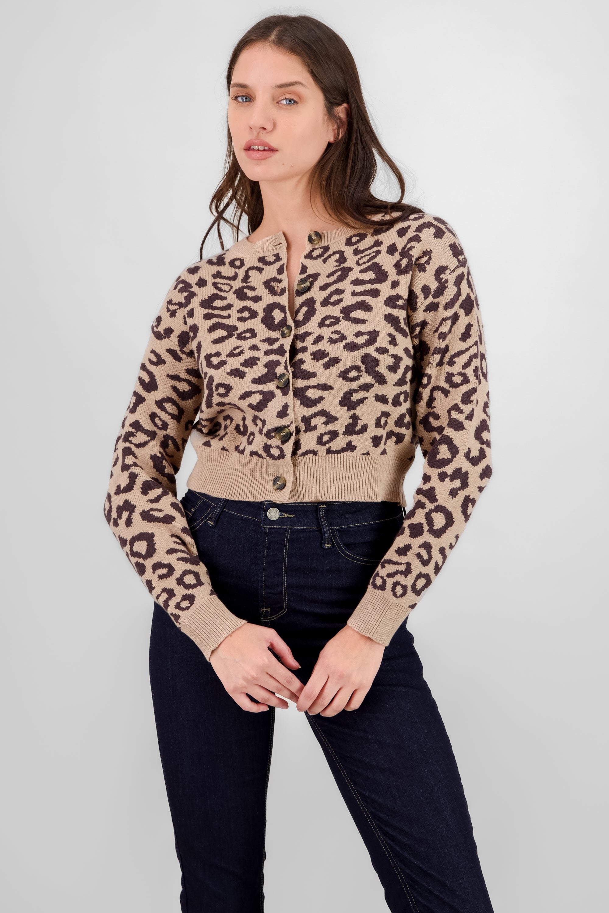 Cardigan tejido leopardo CAFE COMBO
