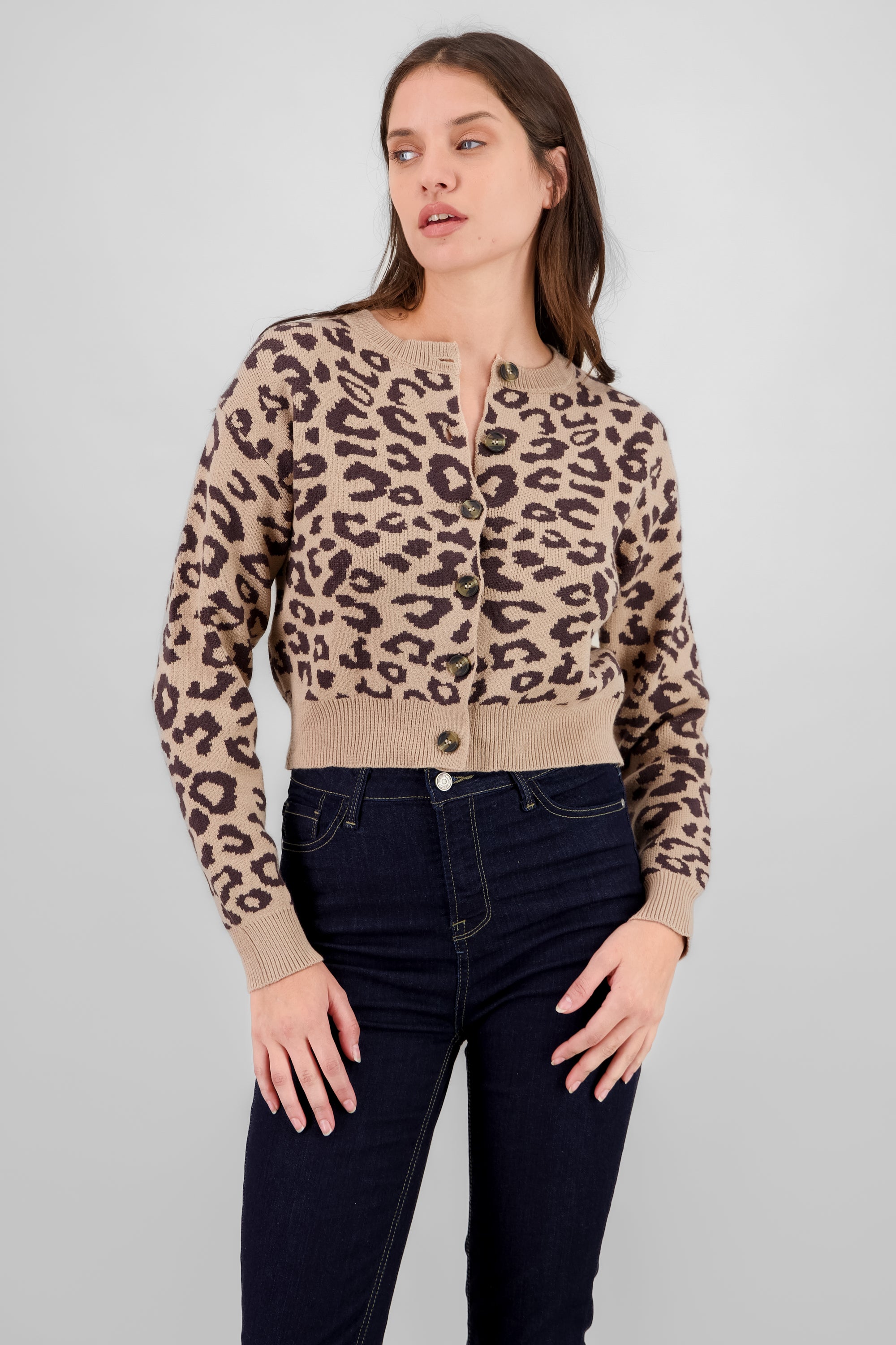 Cardigan tejido leopardo CAFE COMBO