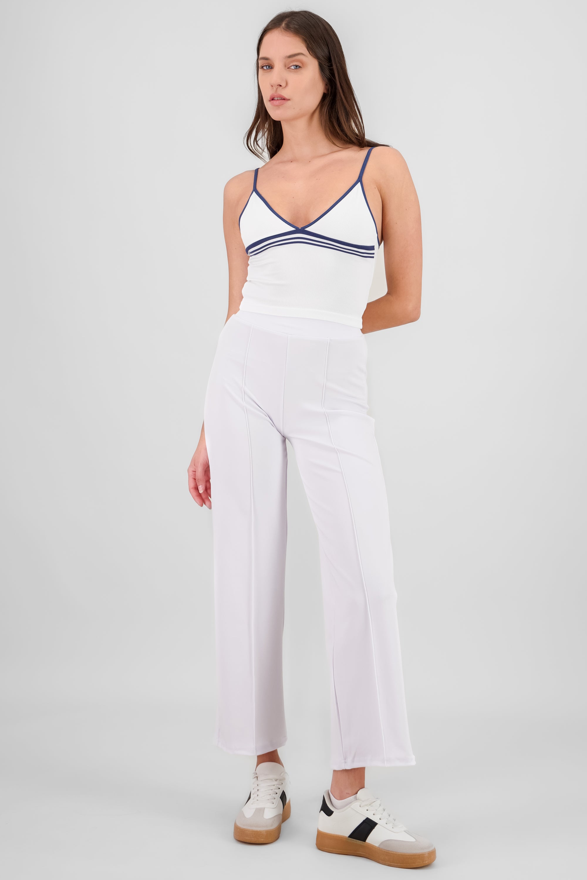 Pantalon recto costuras BLANCO