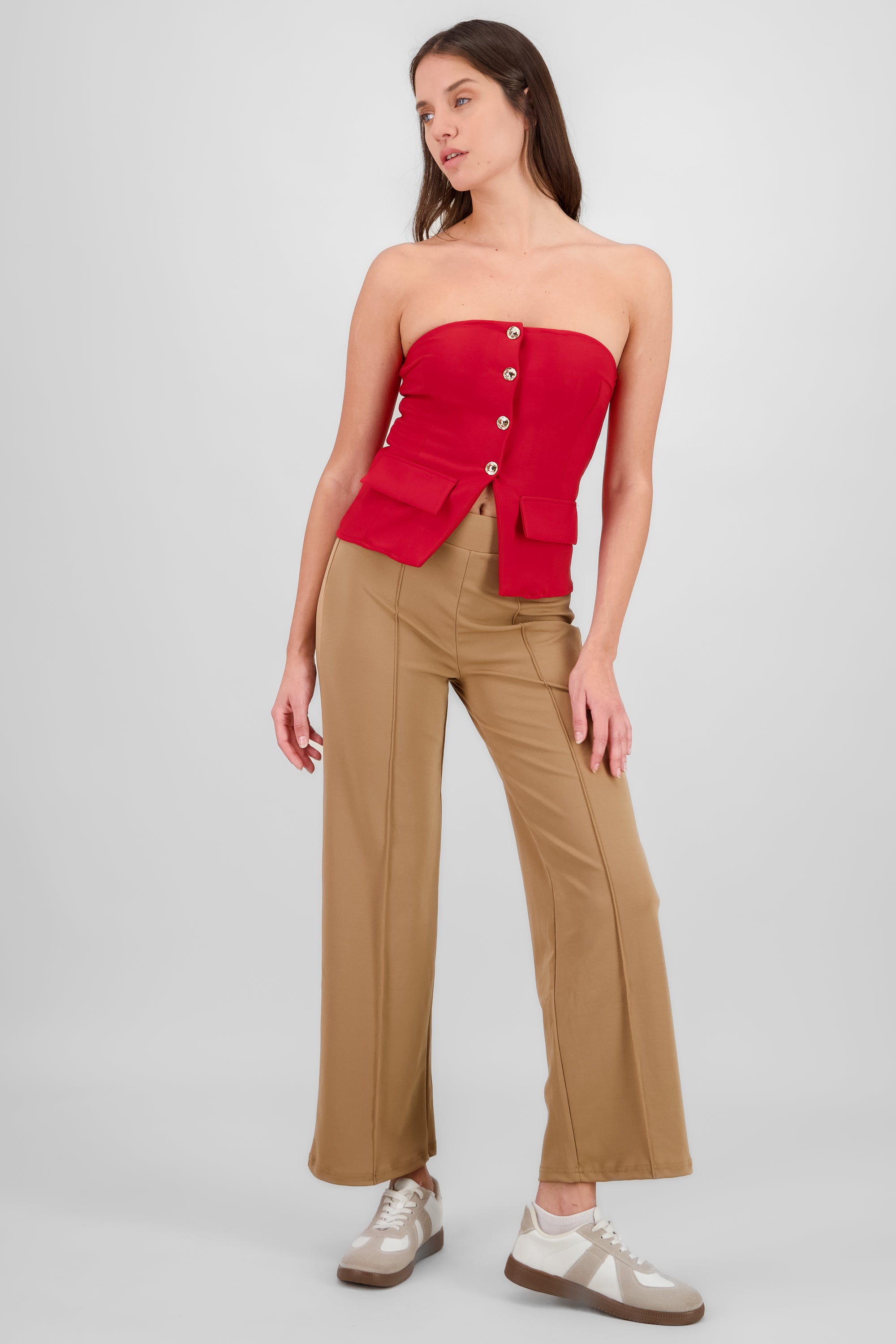 Pantalon recto costuras CAMELLO