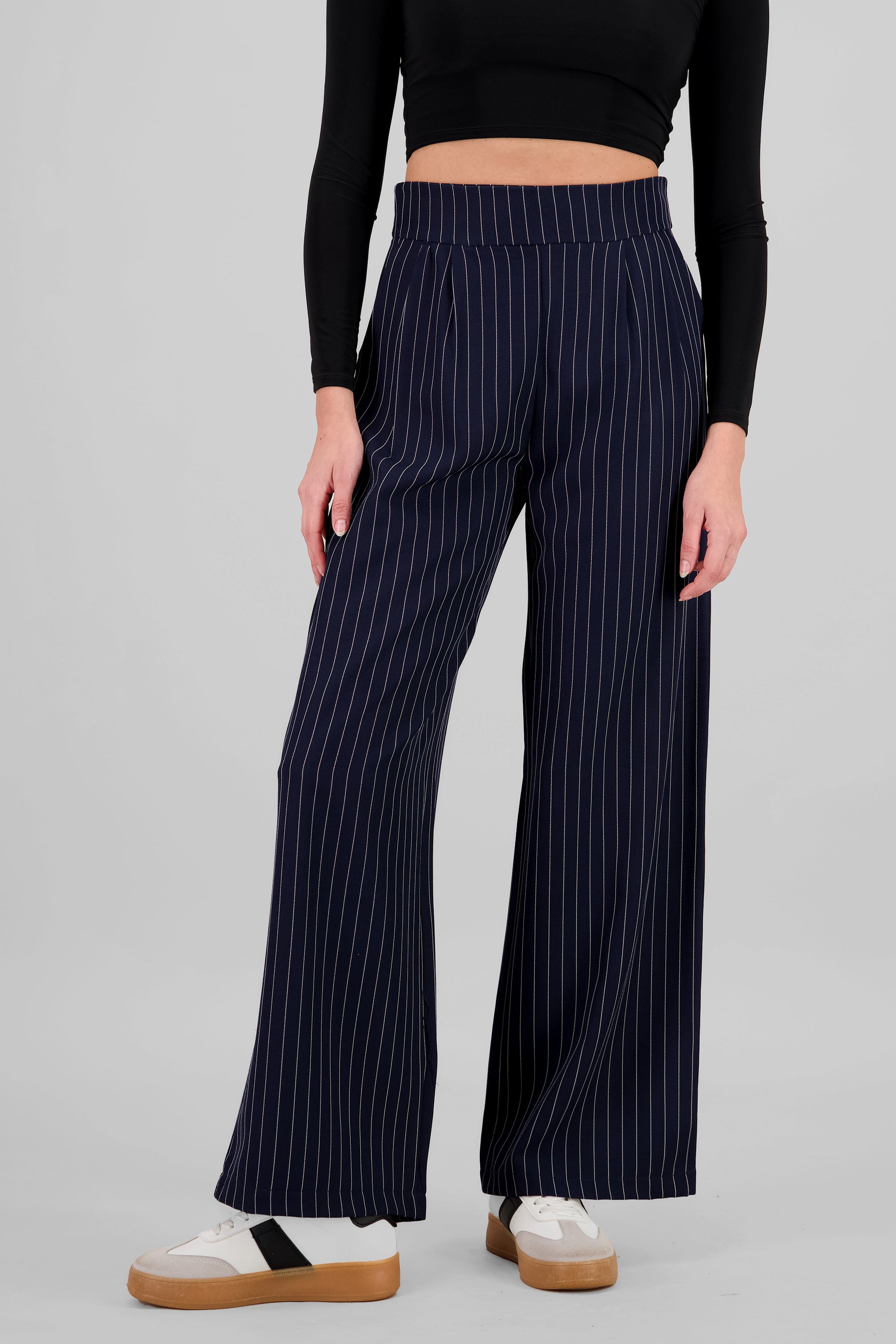 Pantalon de vestir wide leg estampado rayas MARINO COMBO