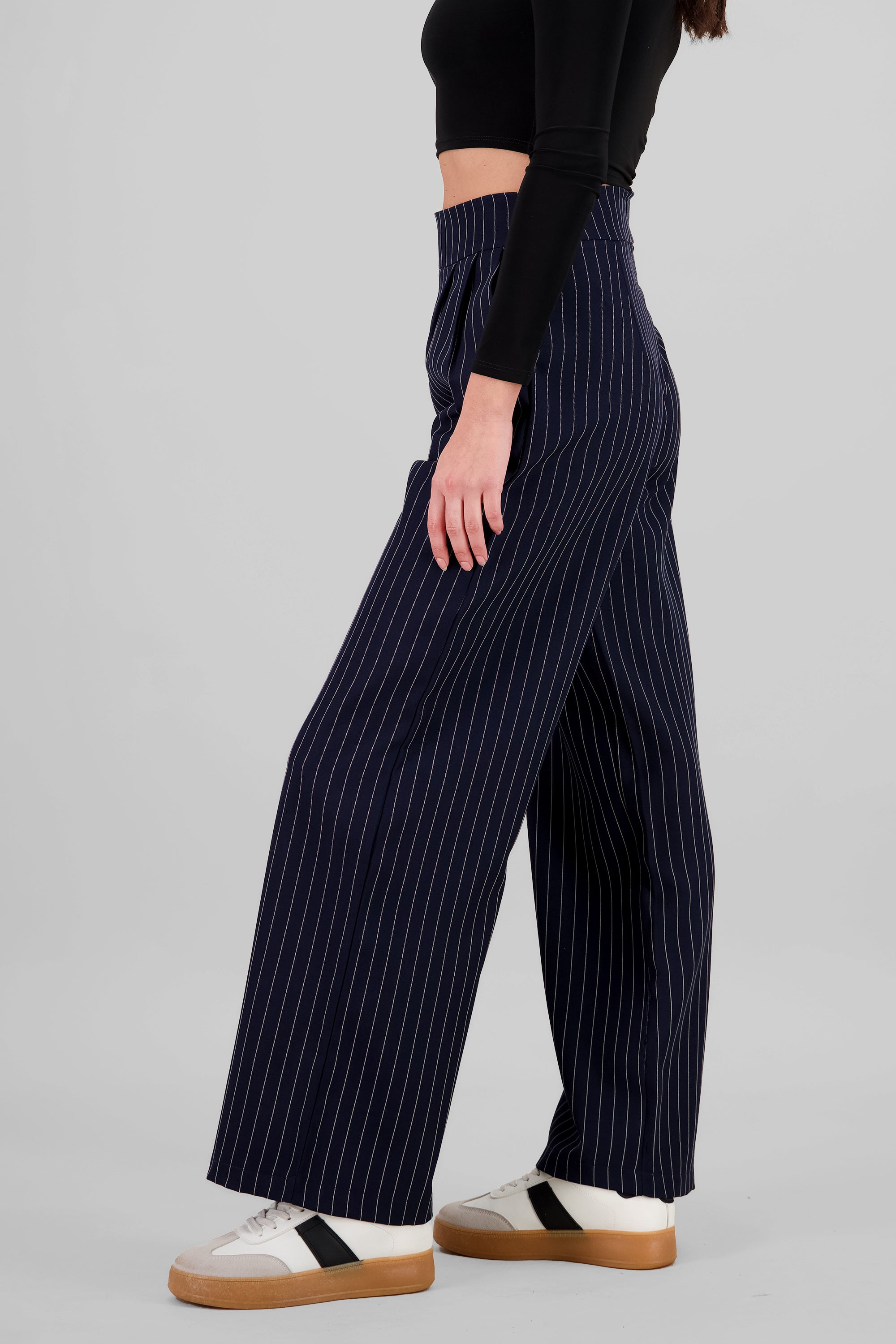 Pantalon de vestir wide leg estampado rayas MARINO COMBO