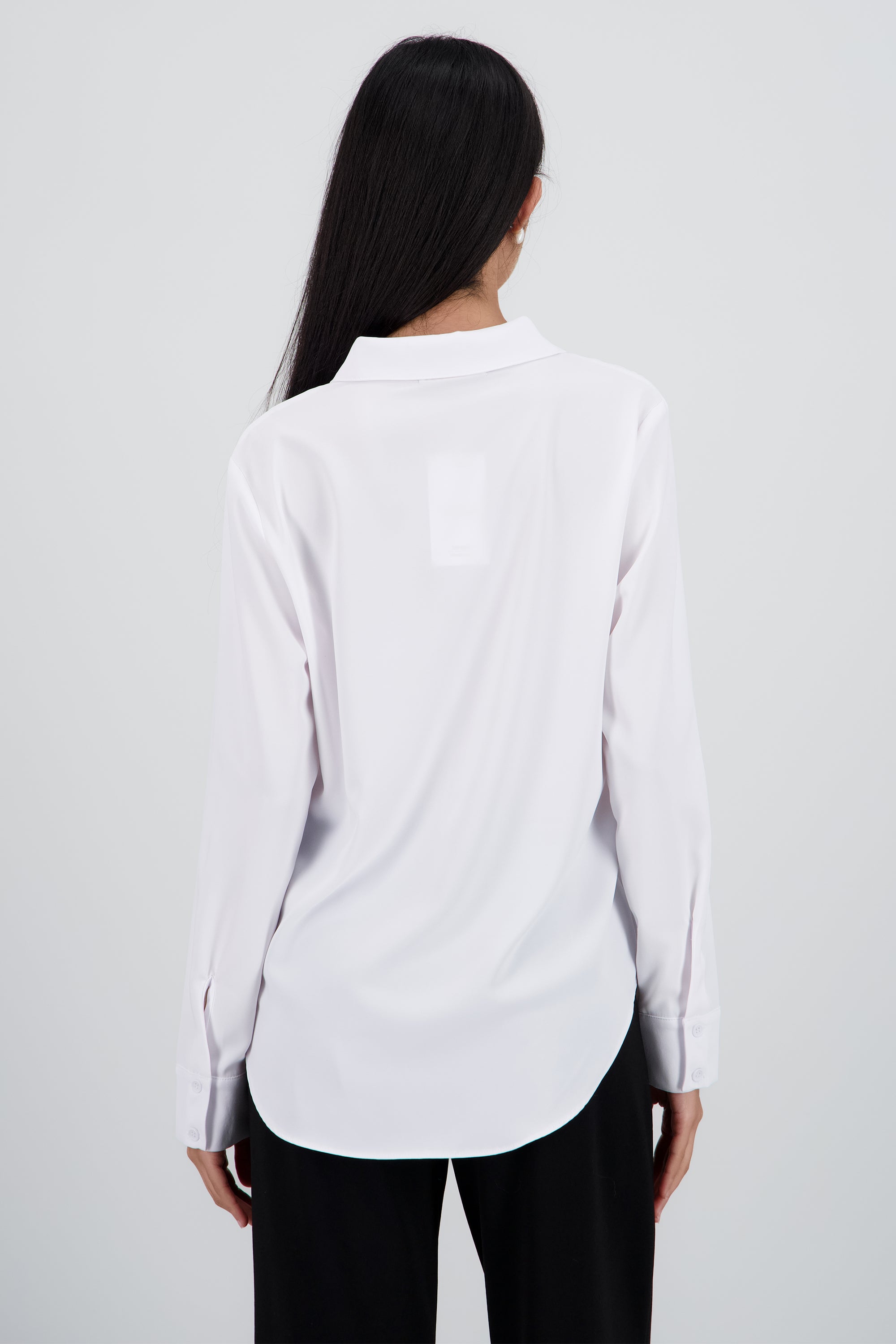 Camisa lisa manga larga botones BLANCO