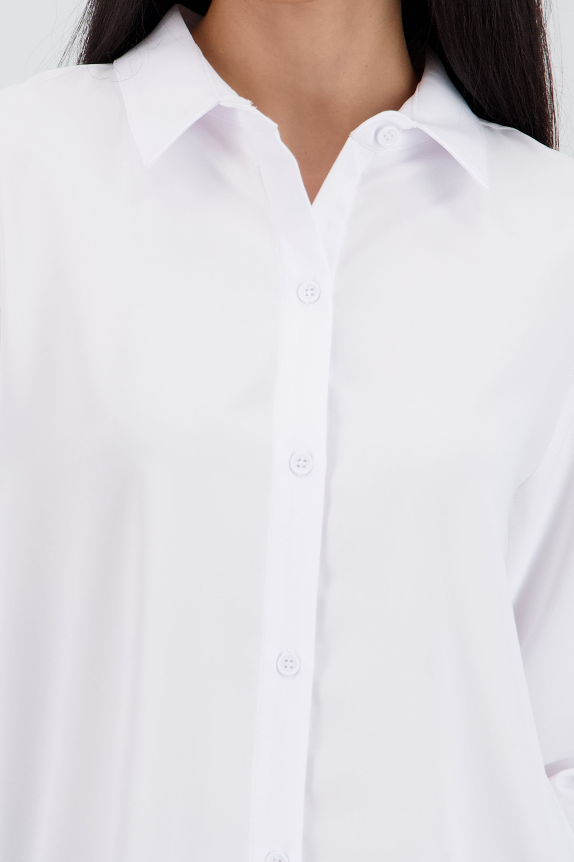 Camisa lisa manga larga botones BLANCO