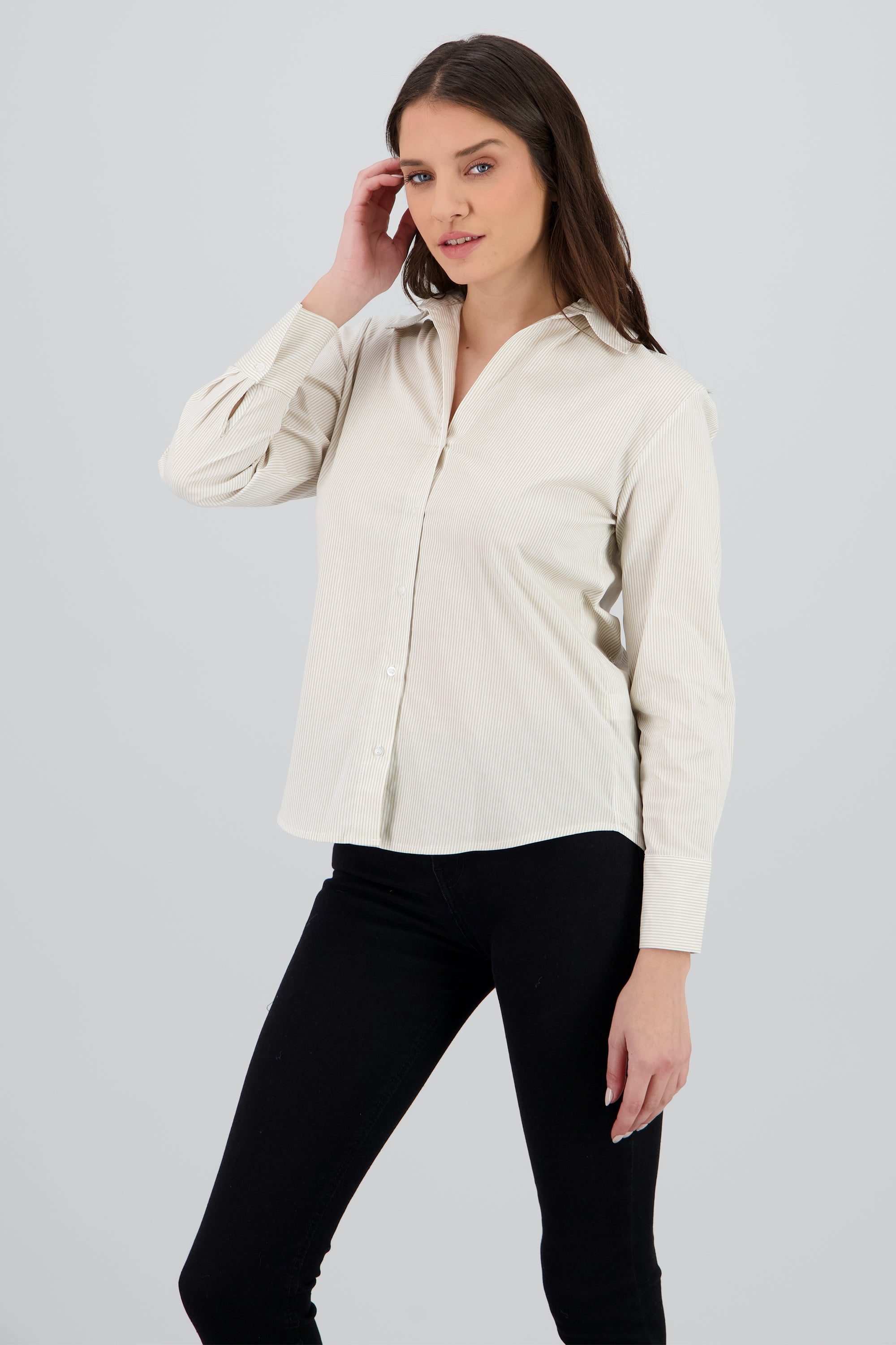 Camisa manga larga cuello rayas ARENA
