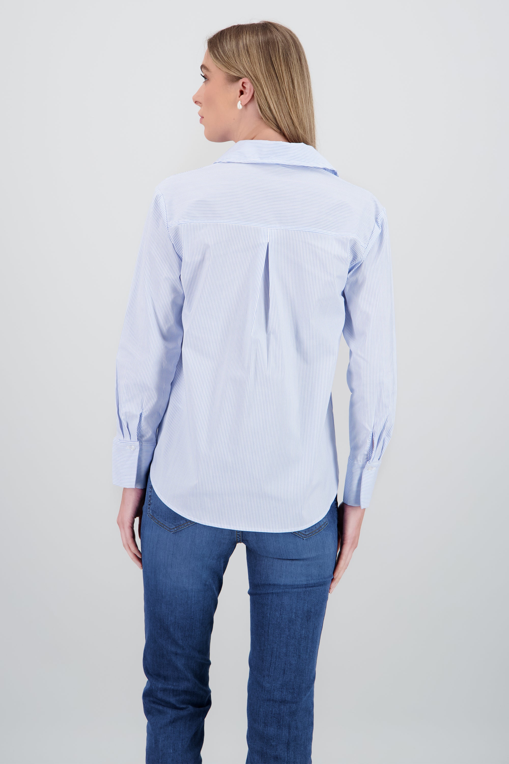 Camisa manga larga cuello rayas AZUL CIELO