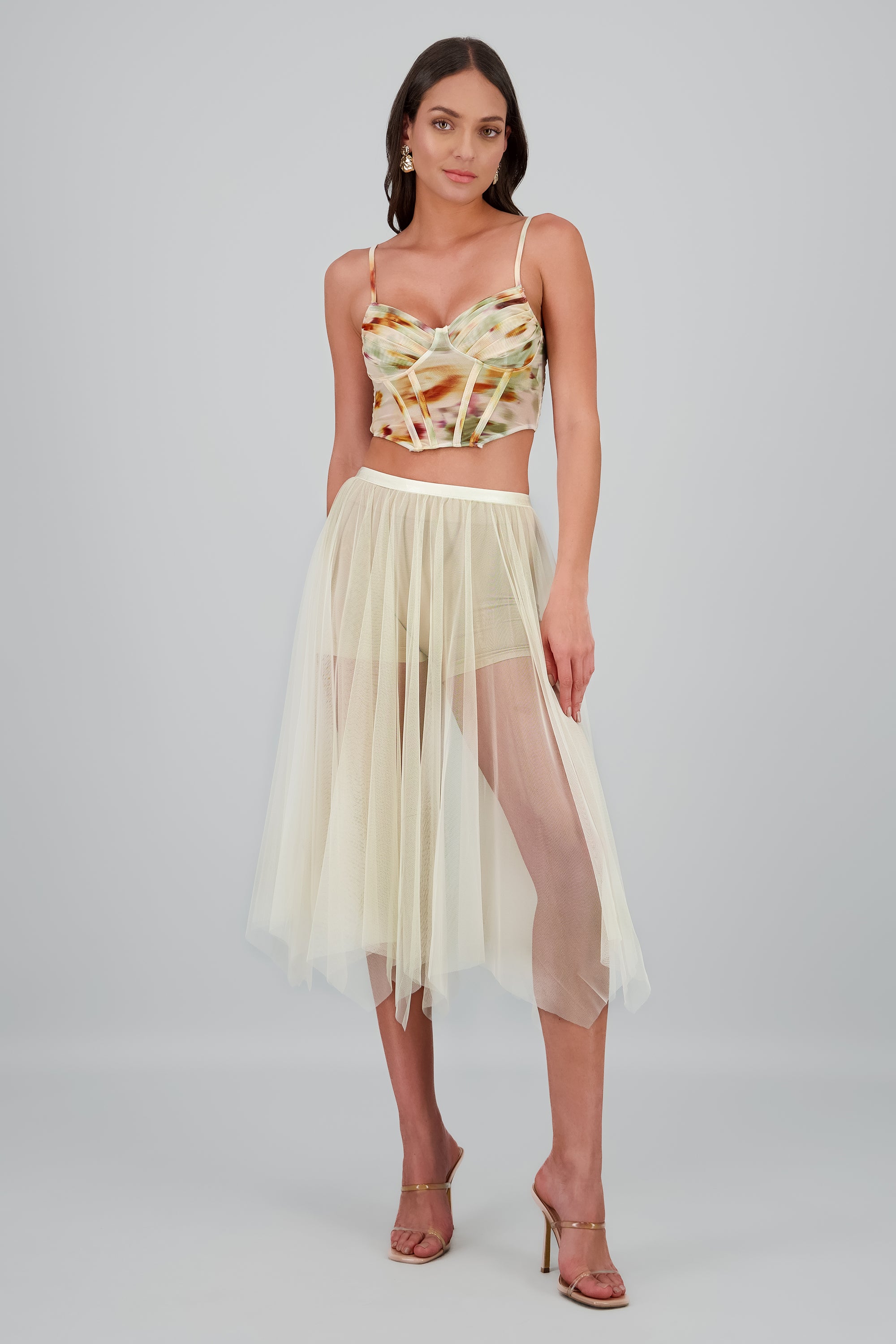 Falda midi mesh polkas HUESO