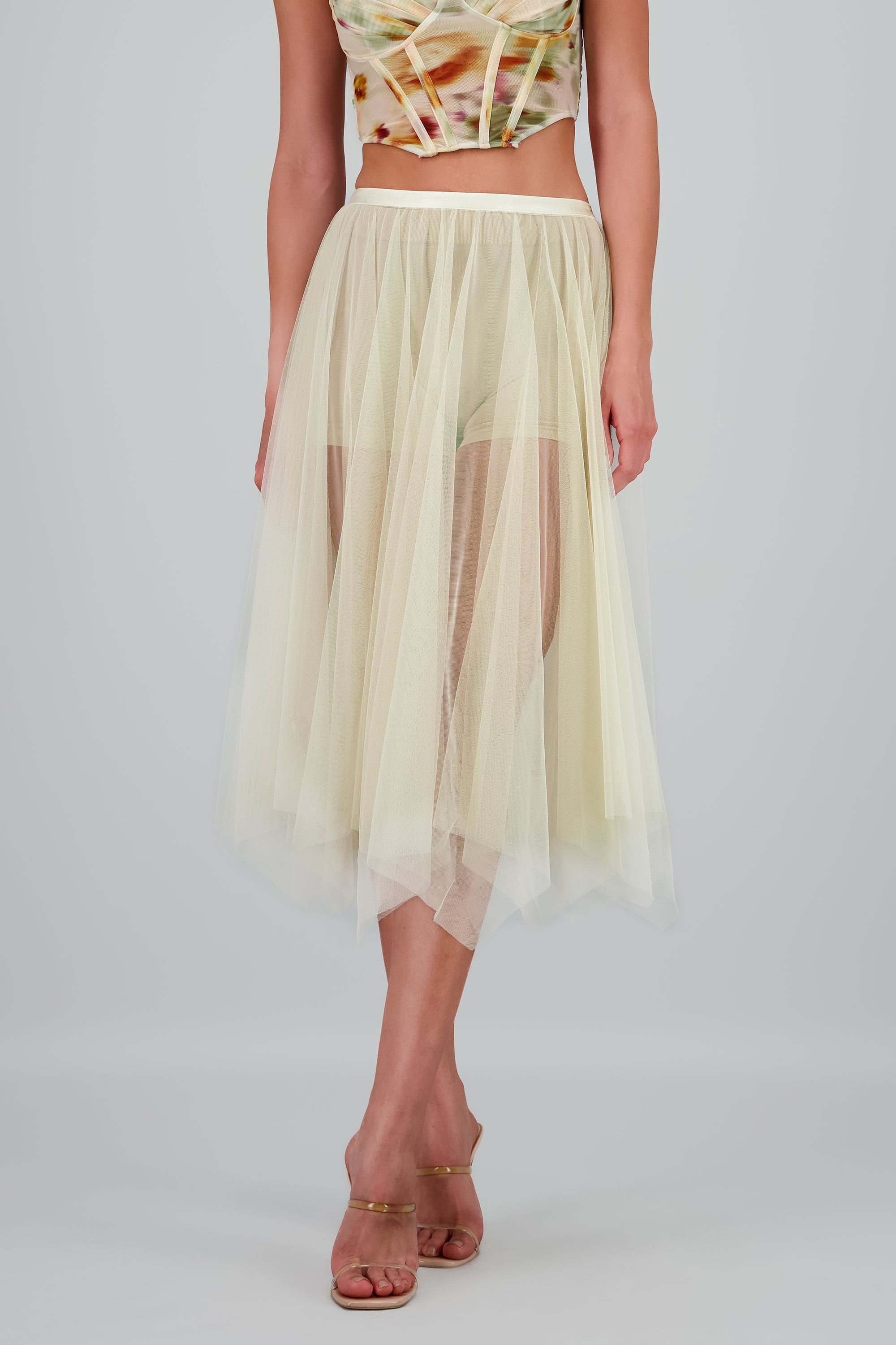 Falda midi mesh polkas HUESO