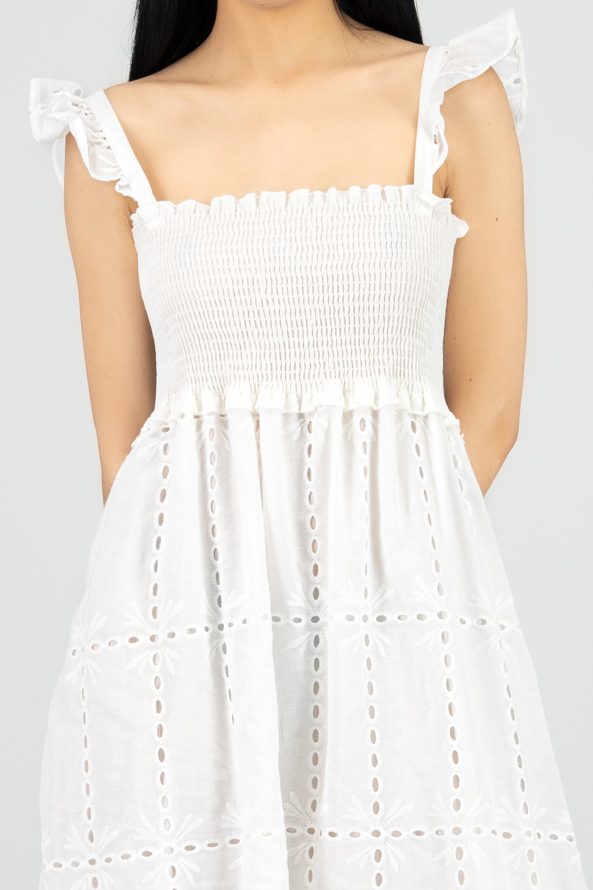 Vestido midi detalle eyelead BLANCO