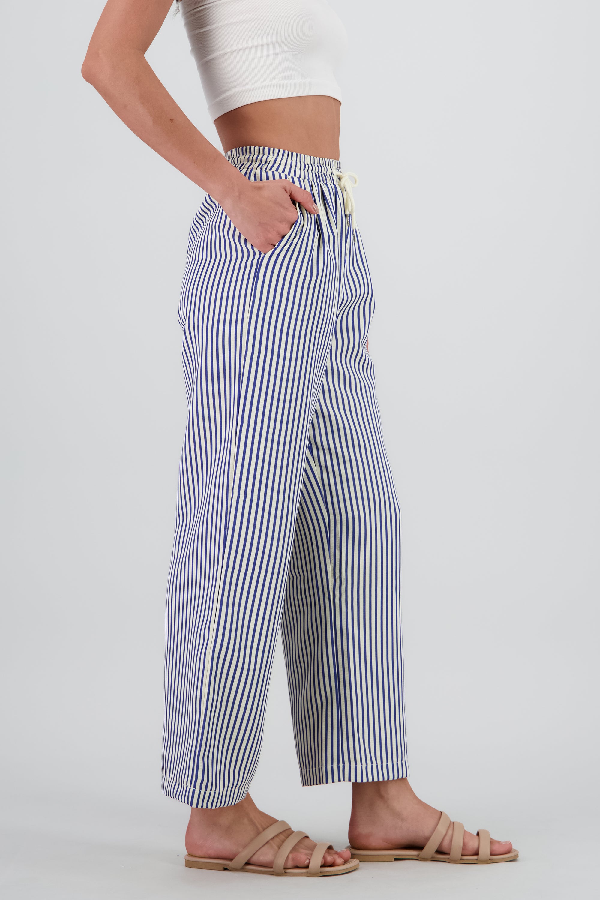 Pantalon rayas con jareta AZUL COMBO
