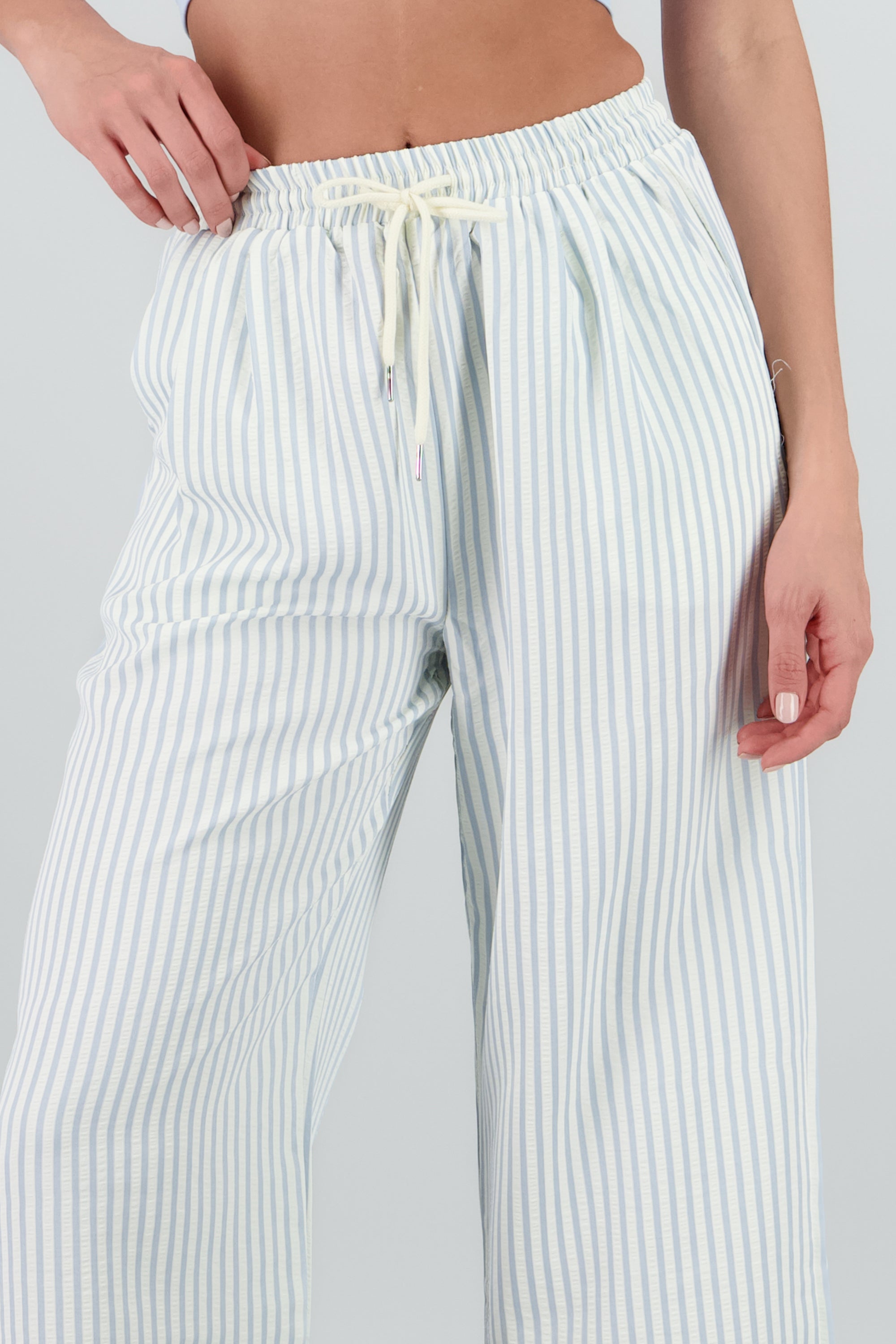 Pantalon rayas con jareta AZUL PASTEL