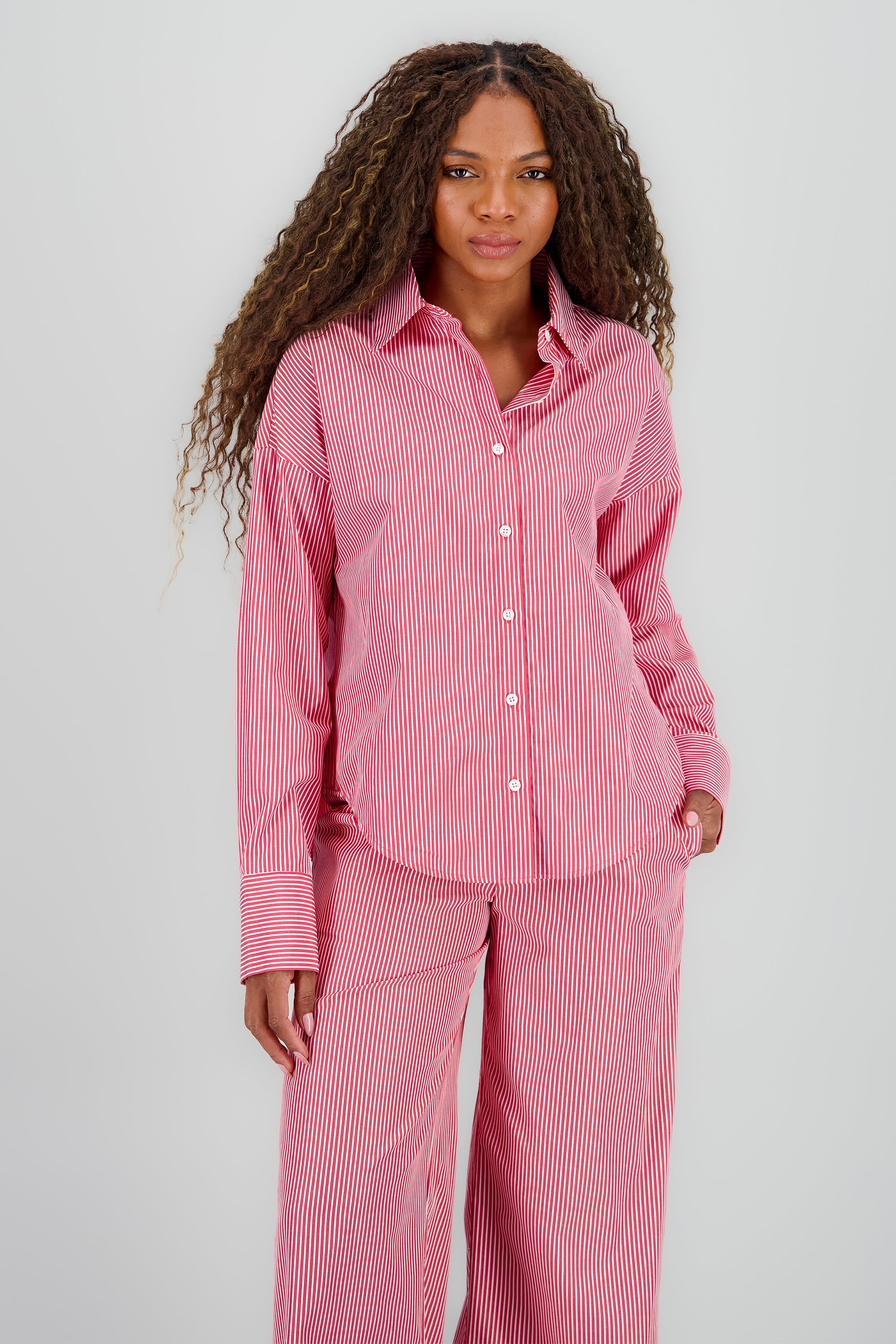 Camisa oversize rayas ROJO COMBO