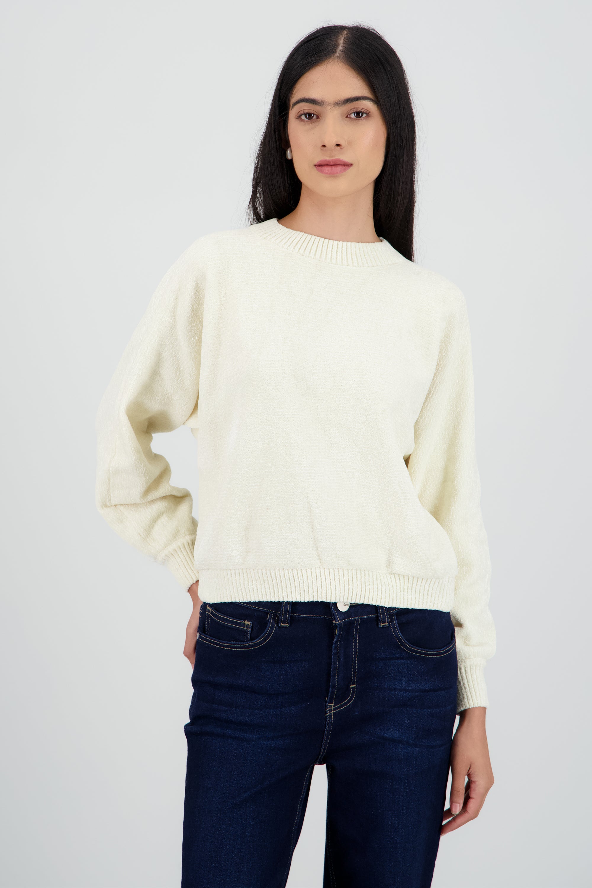 Sueter liso suave CREMA