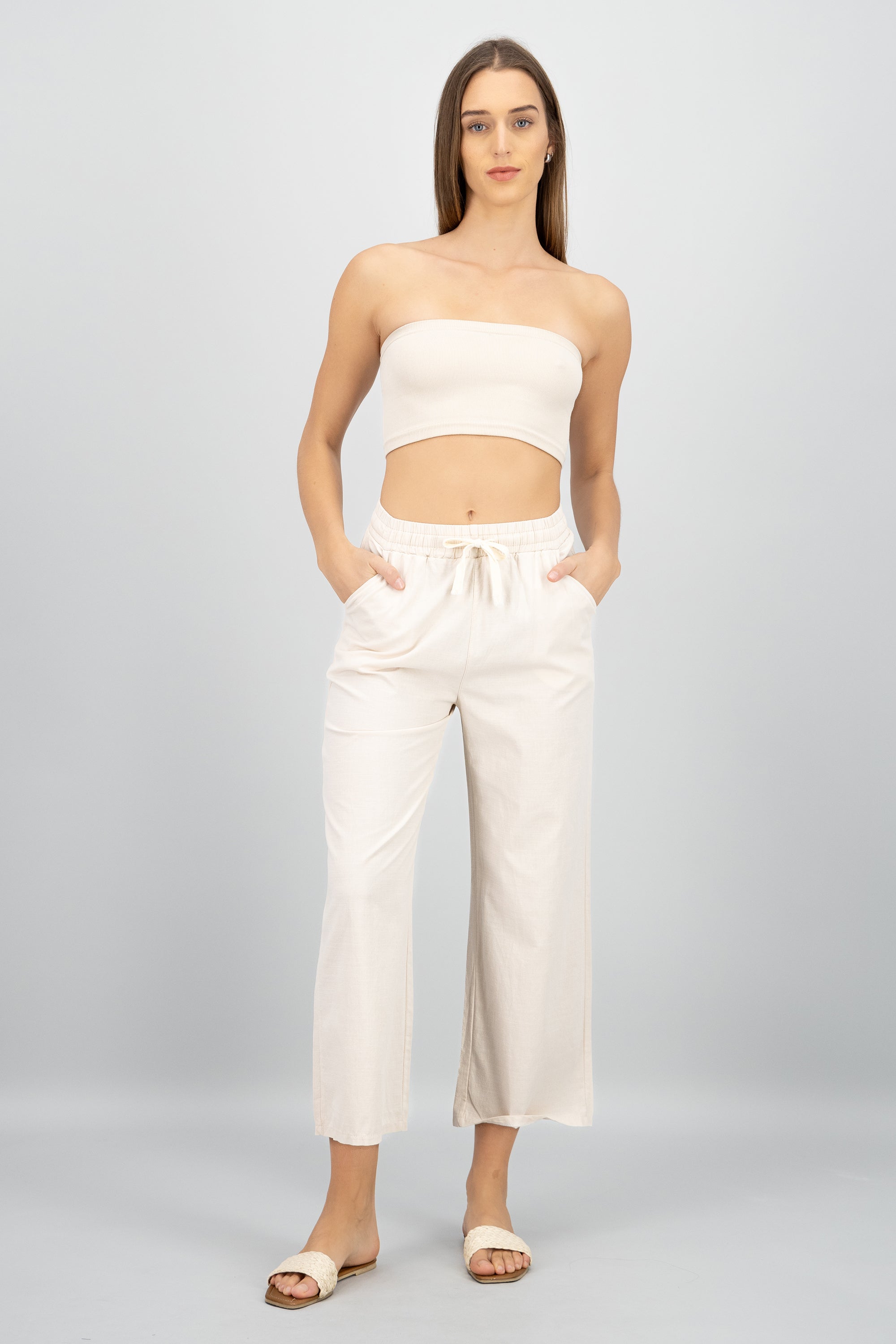 Pantalon ligero liso BEIGE