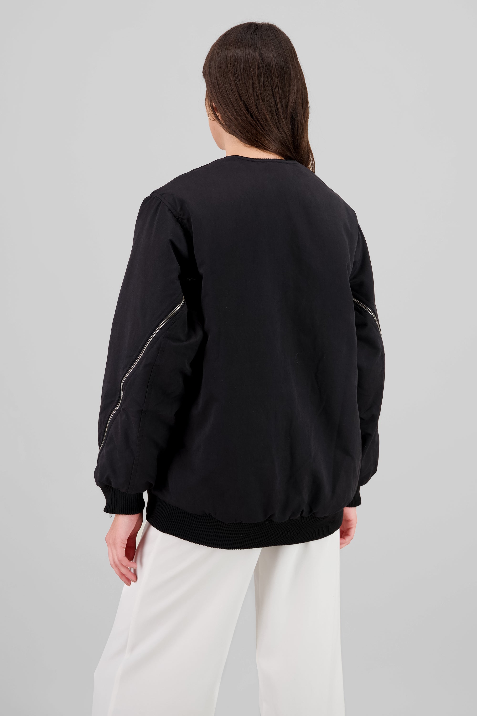 Bomber jacket oversize detalle cierre espalda hyp NEGRO