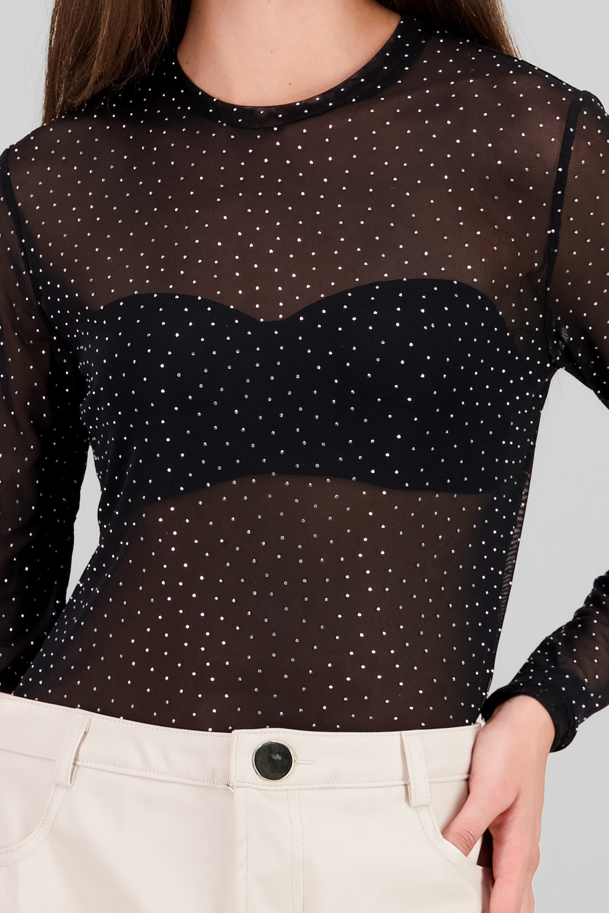 Body mesh detalle brillos NEGRO