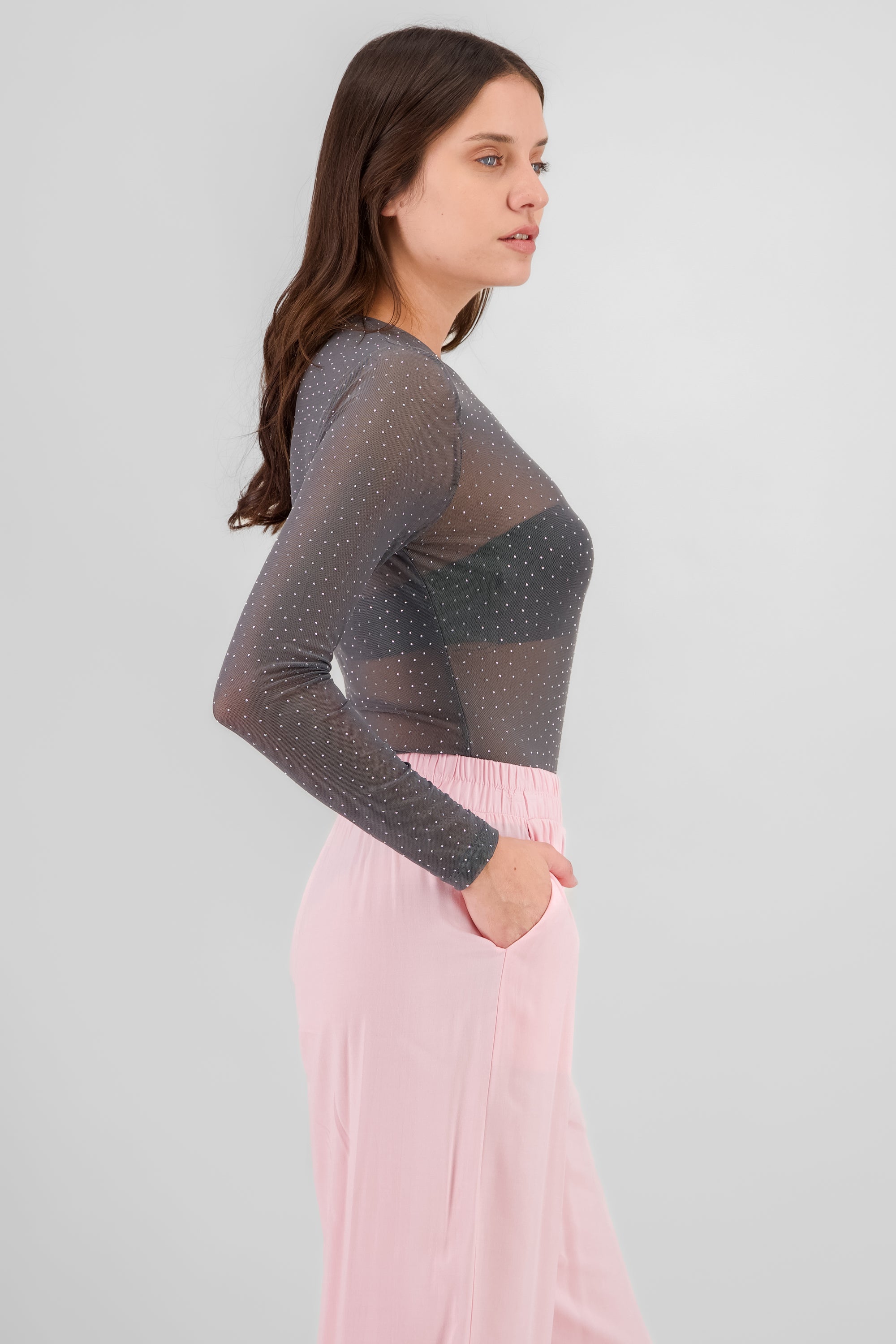 Body mesh detalle brillos GRIS