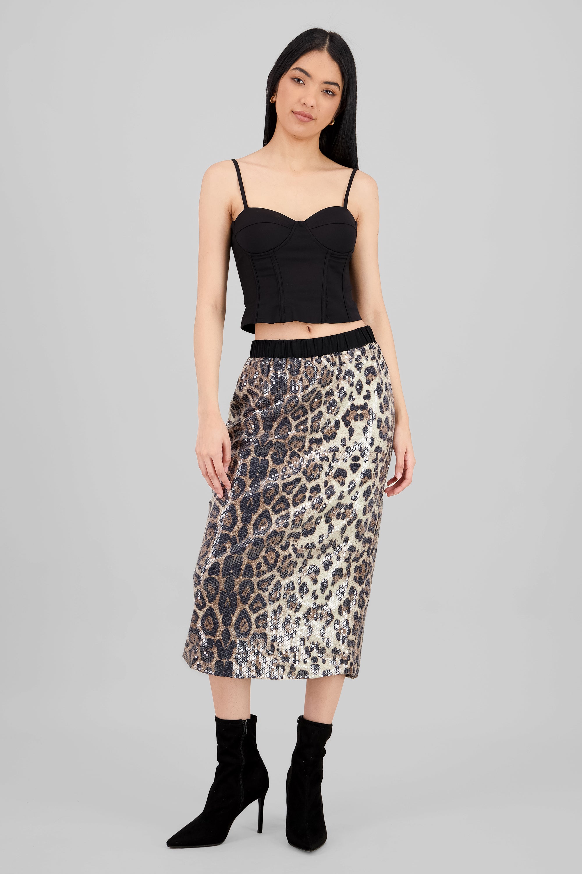 fALDA MEXI LENTEJUELAS BEIGE