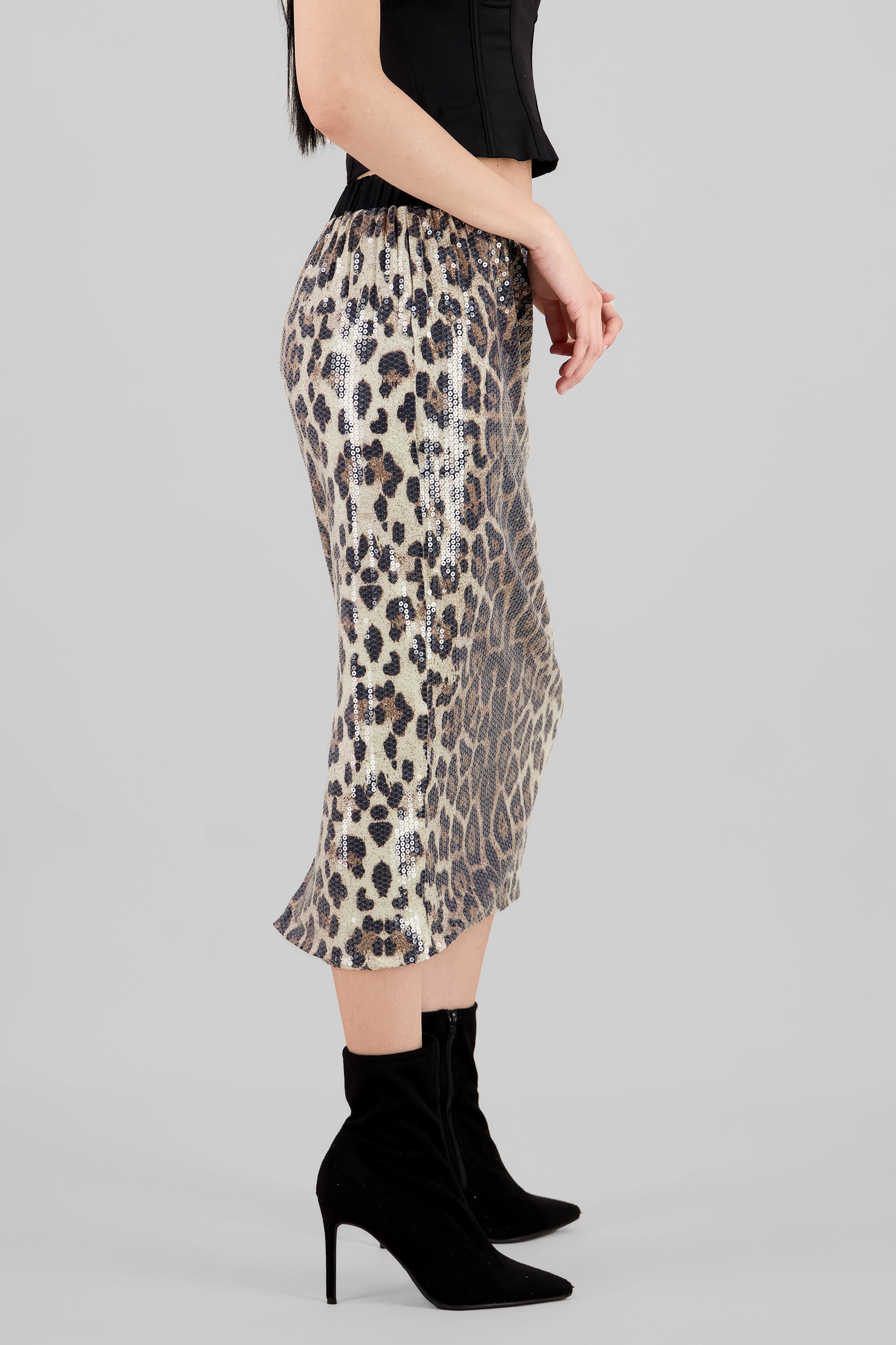 fALDA MEXI LENTEJUELAS BEIGE