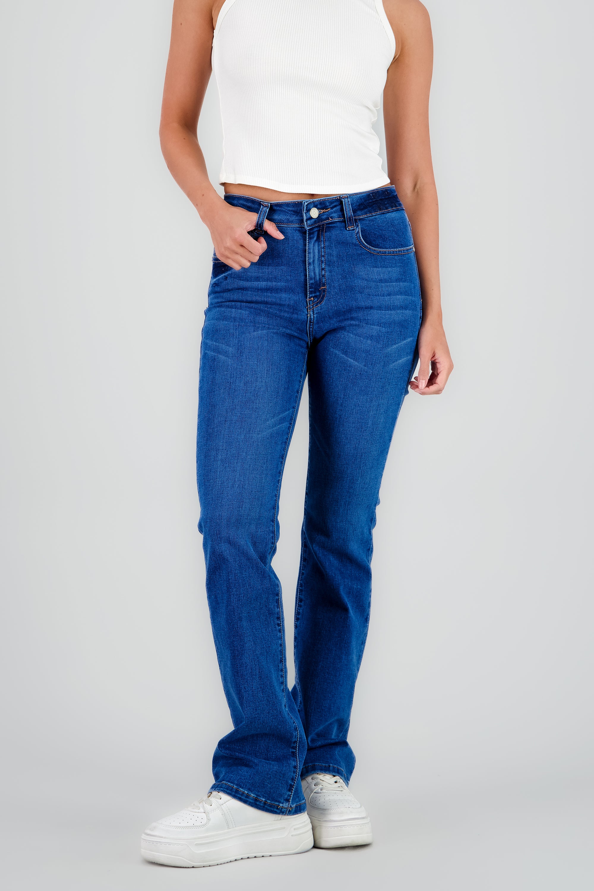Jeans bootcut mid rise STONE