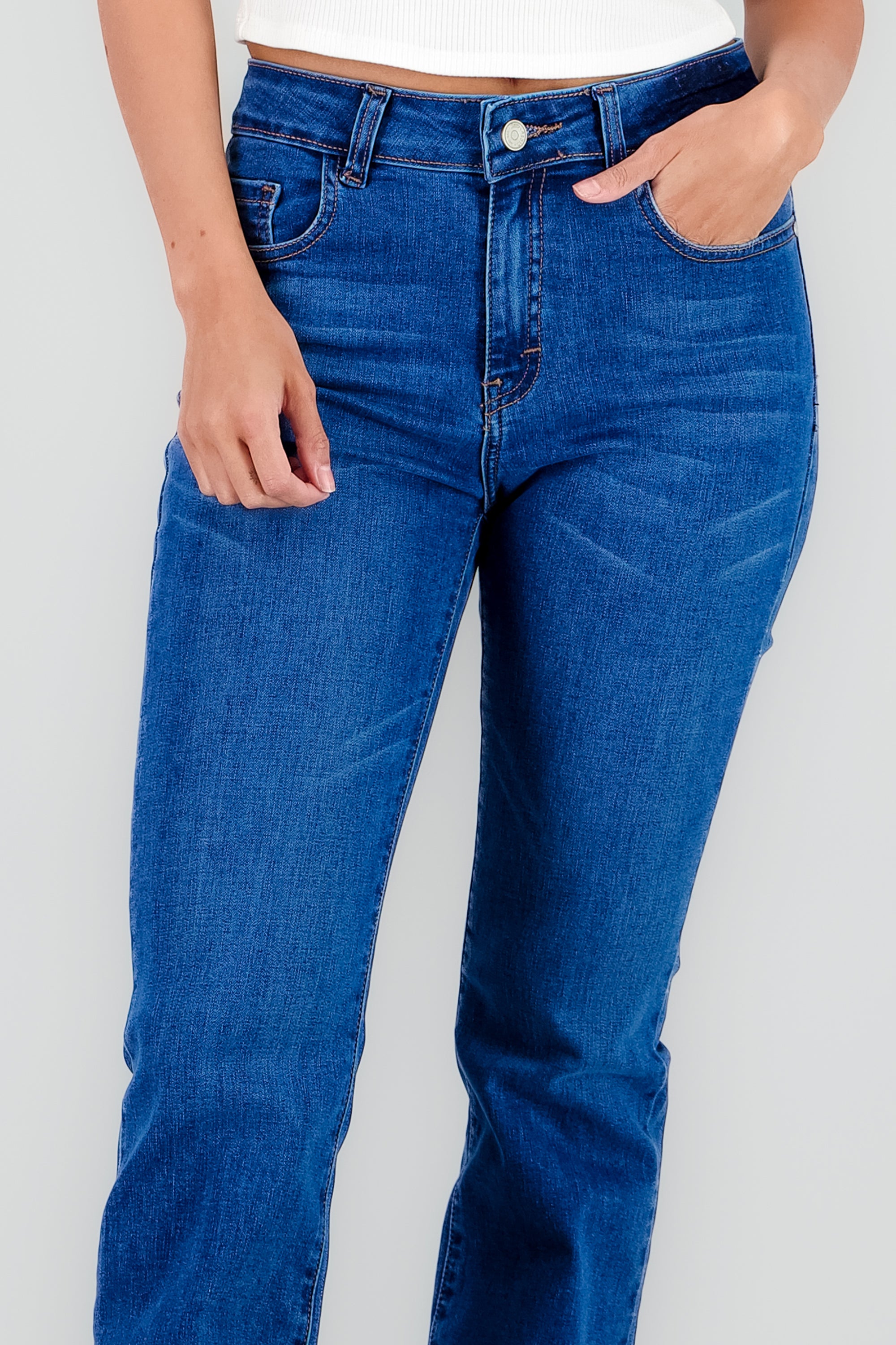 Jeans bootcut mid rise STONE