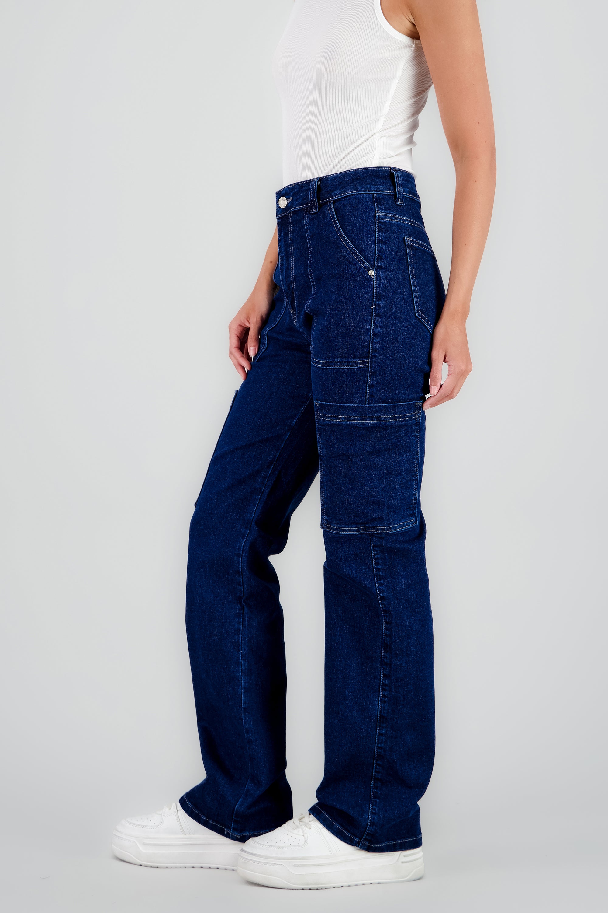 Jeans straight cargo bolsas STONE