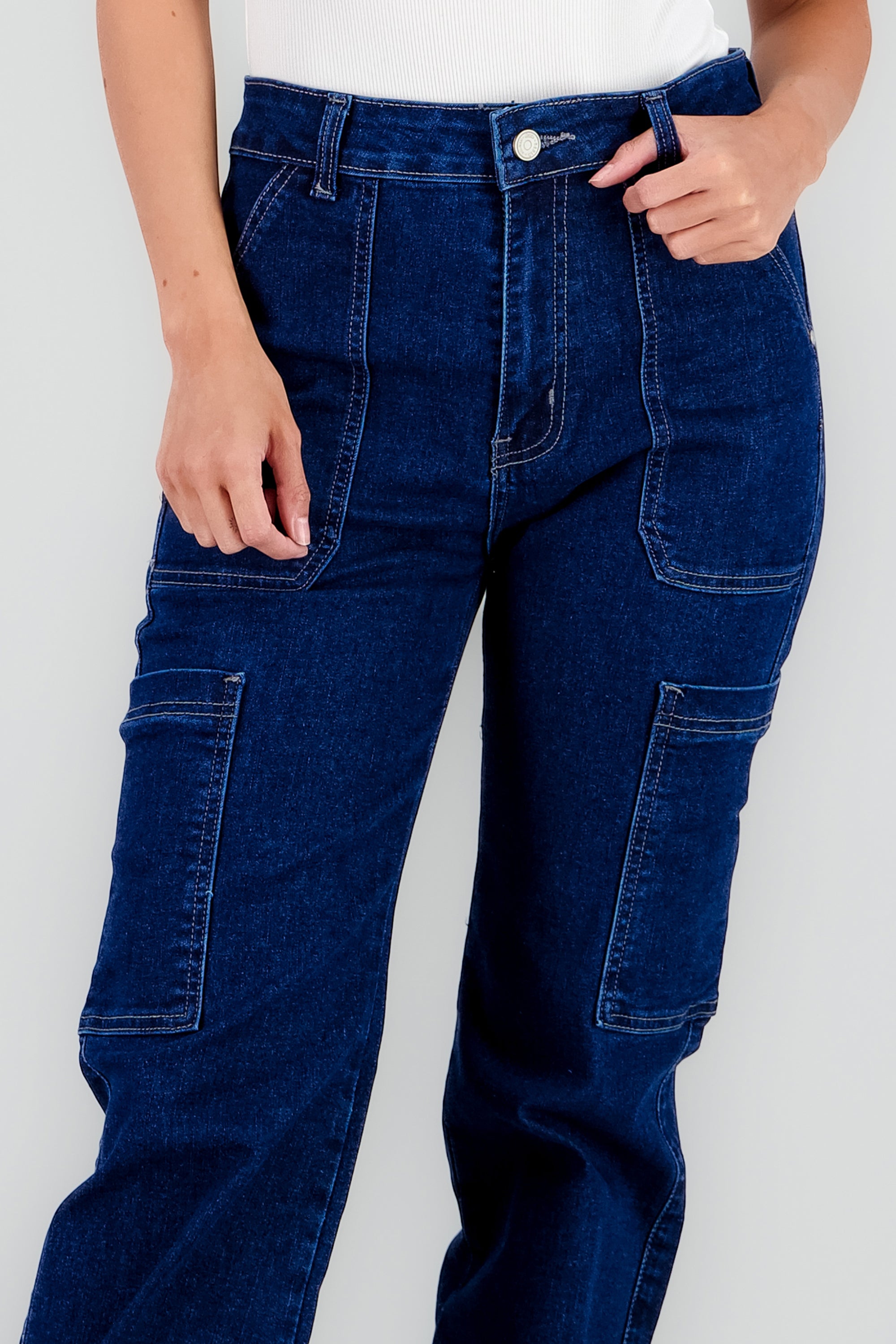 Jeans straight cargo bolsas STONE