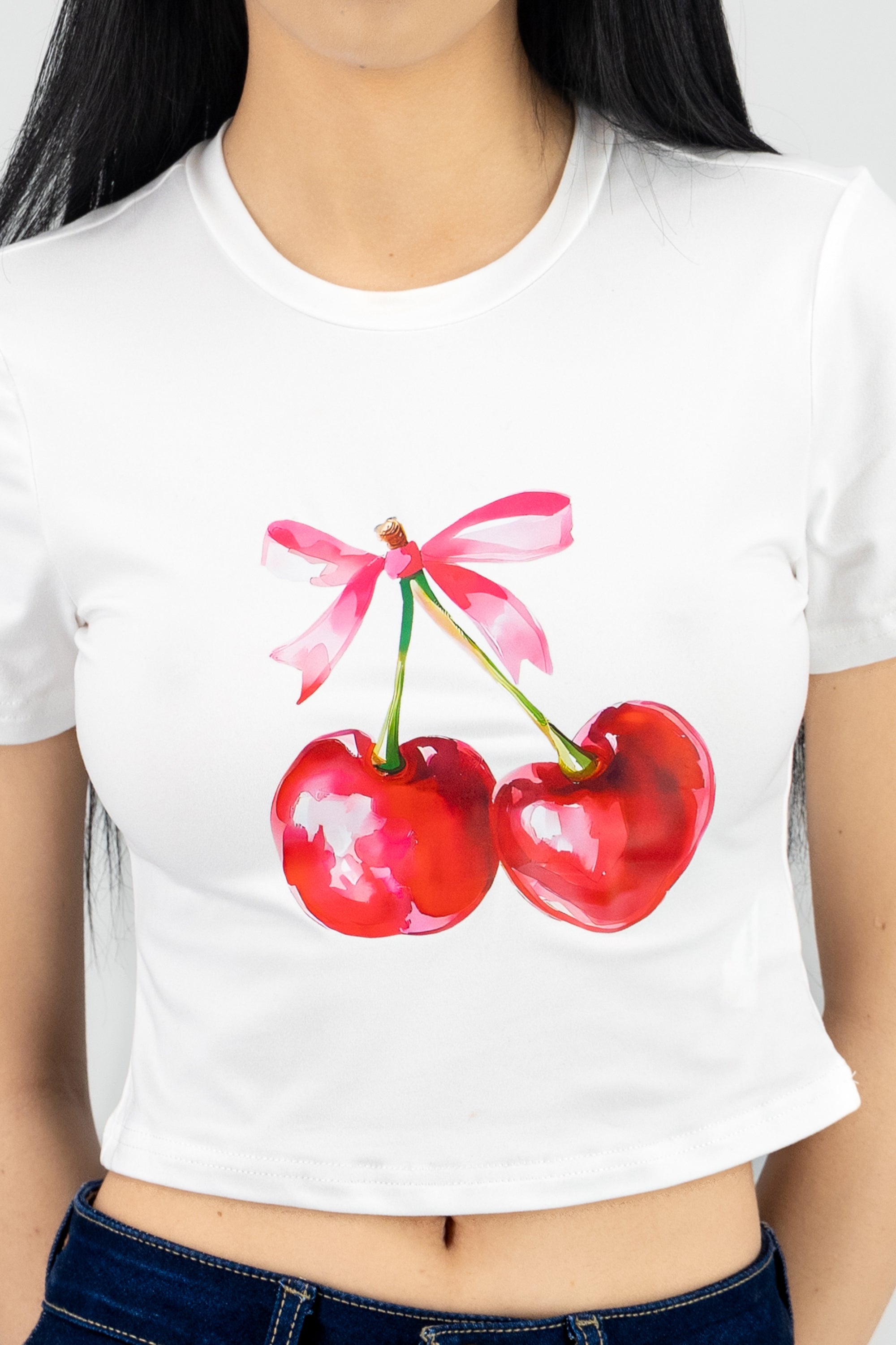 Playera estampada cerezas BLANCO