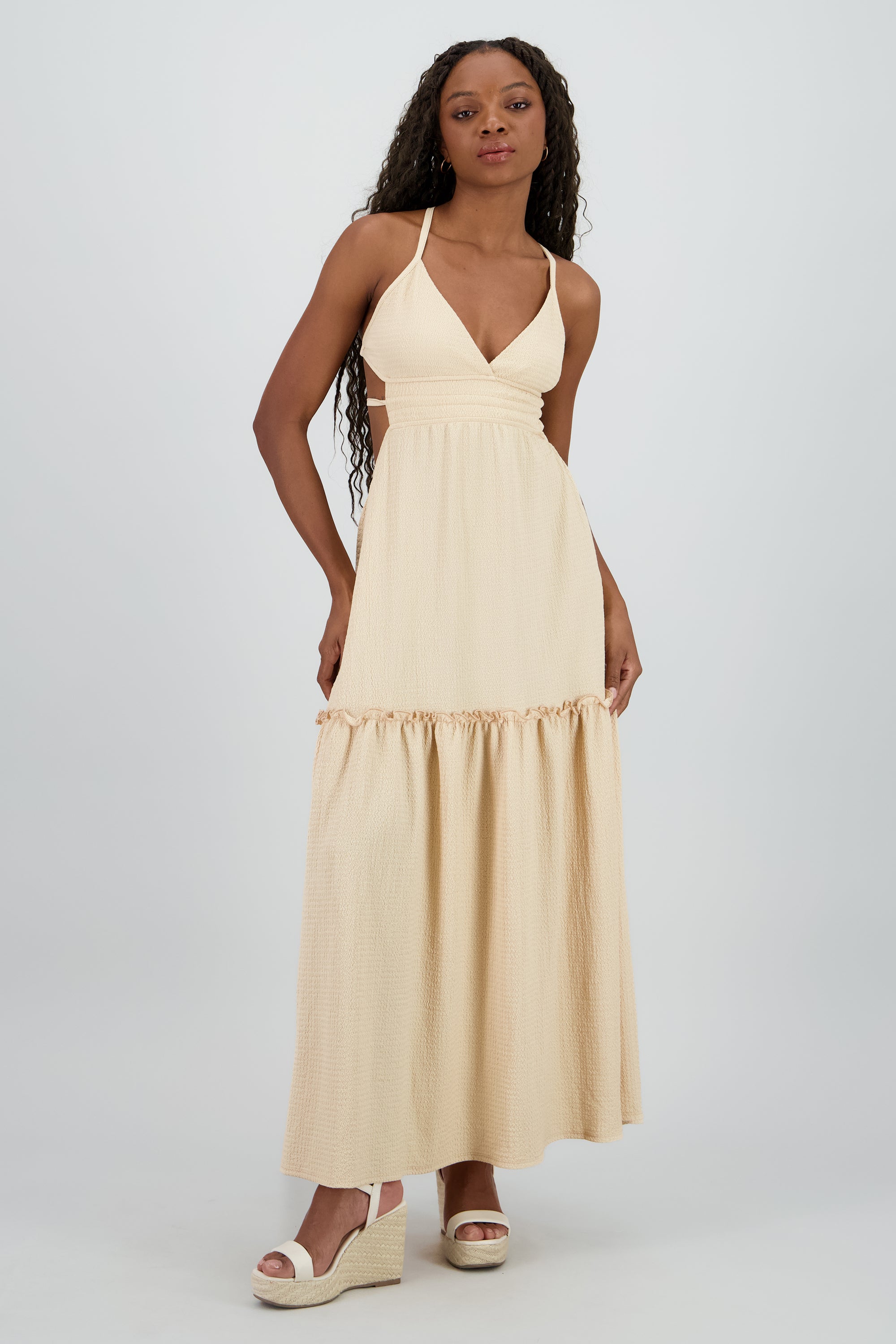 Vestido maxi espalda escote BEIGE