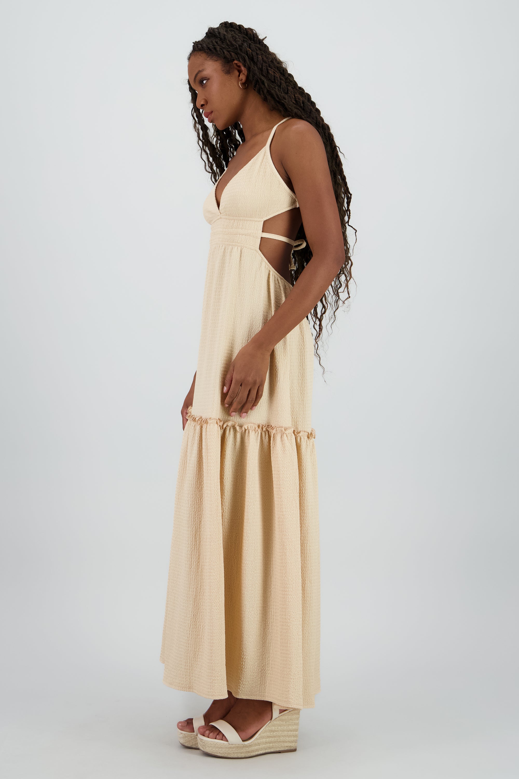 Vestido maxi espalda escote BEIGE