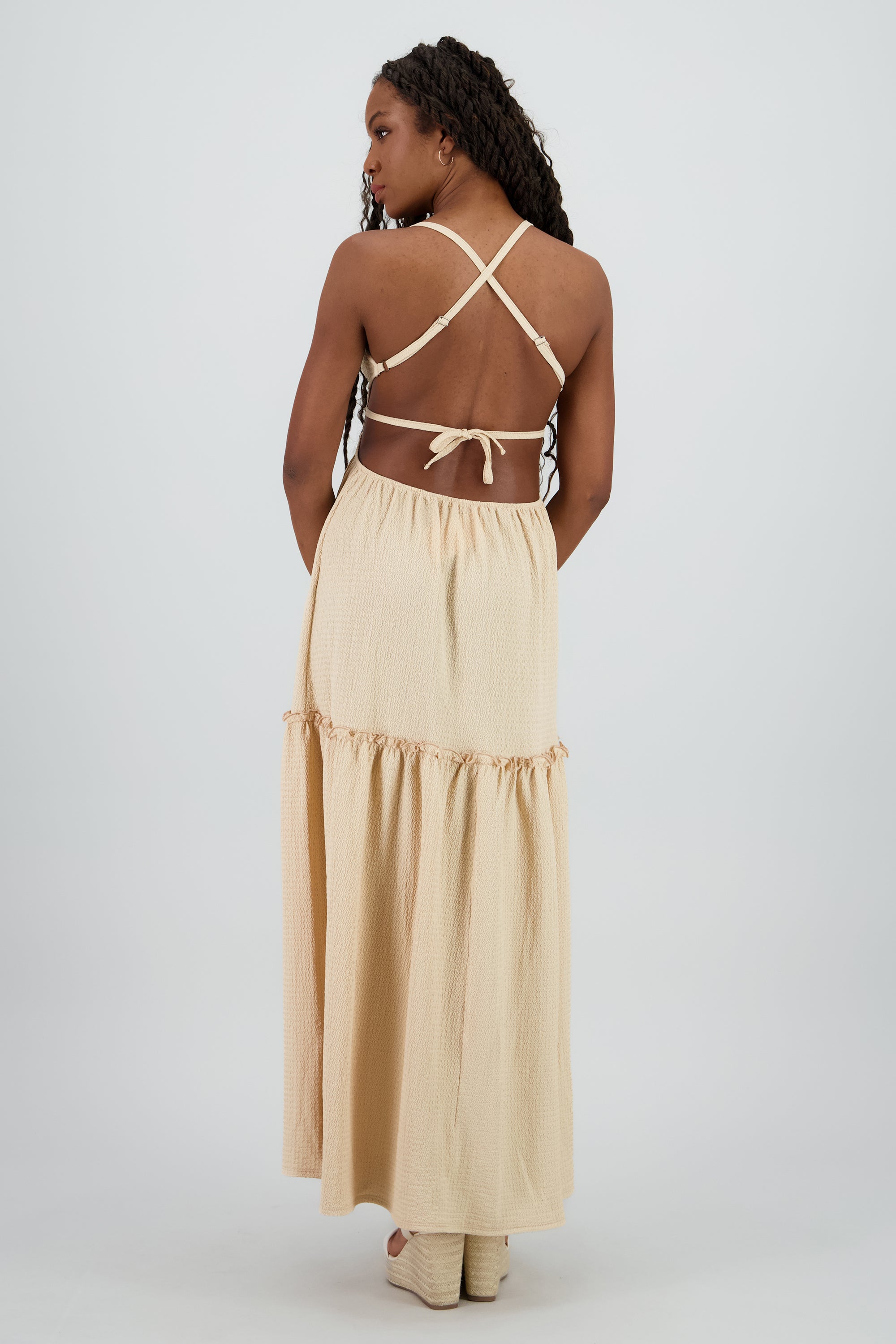 Vestido maxi espalda escote BEIGE