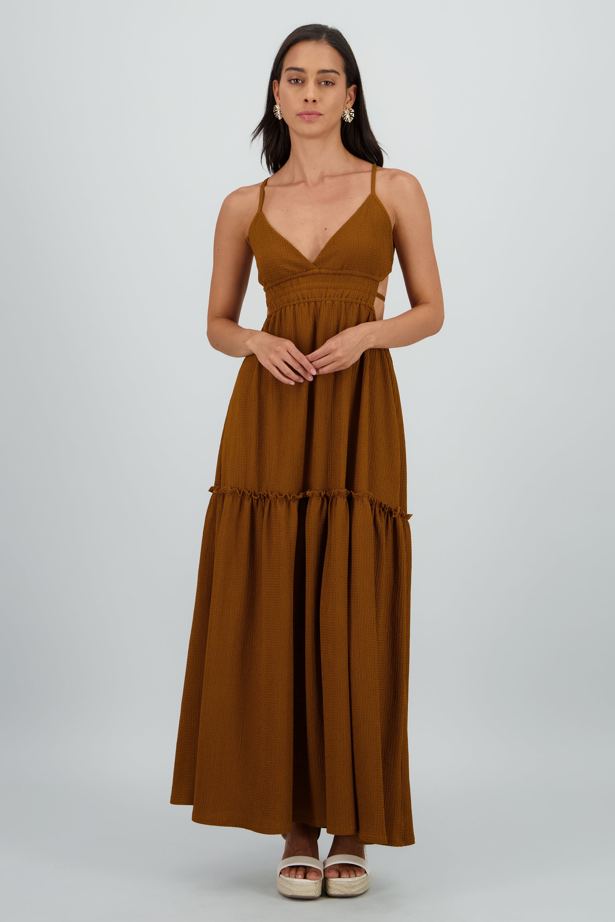 Vestido maxi espalda escote KHAKI