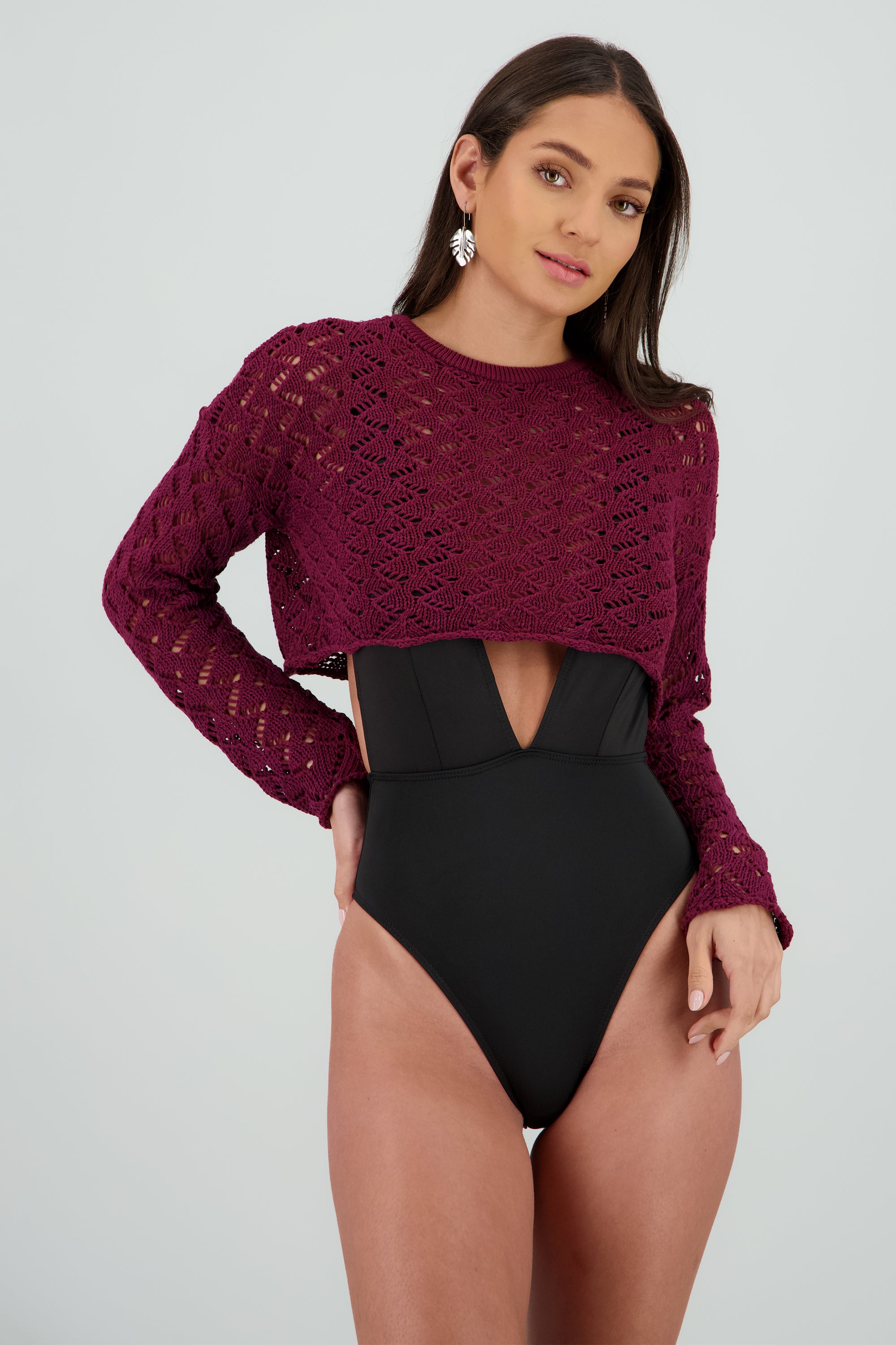 Blusa manga larga tejida CIRUELA
