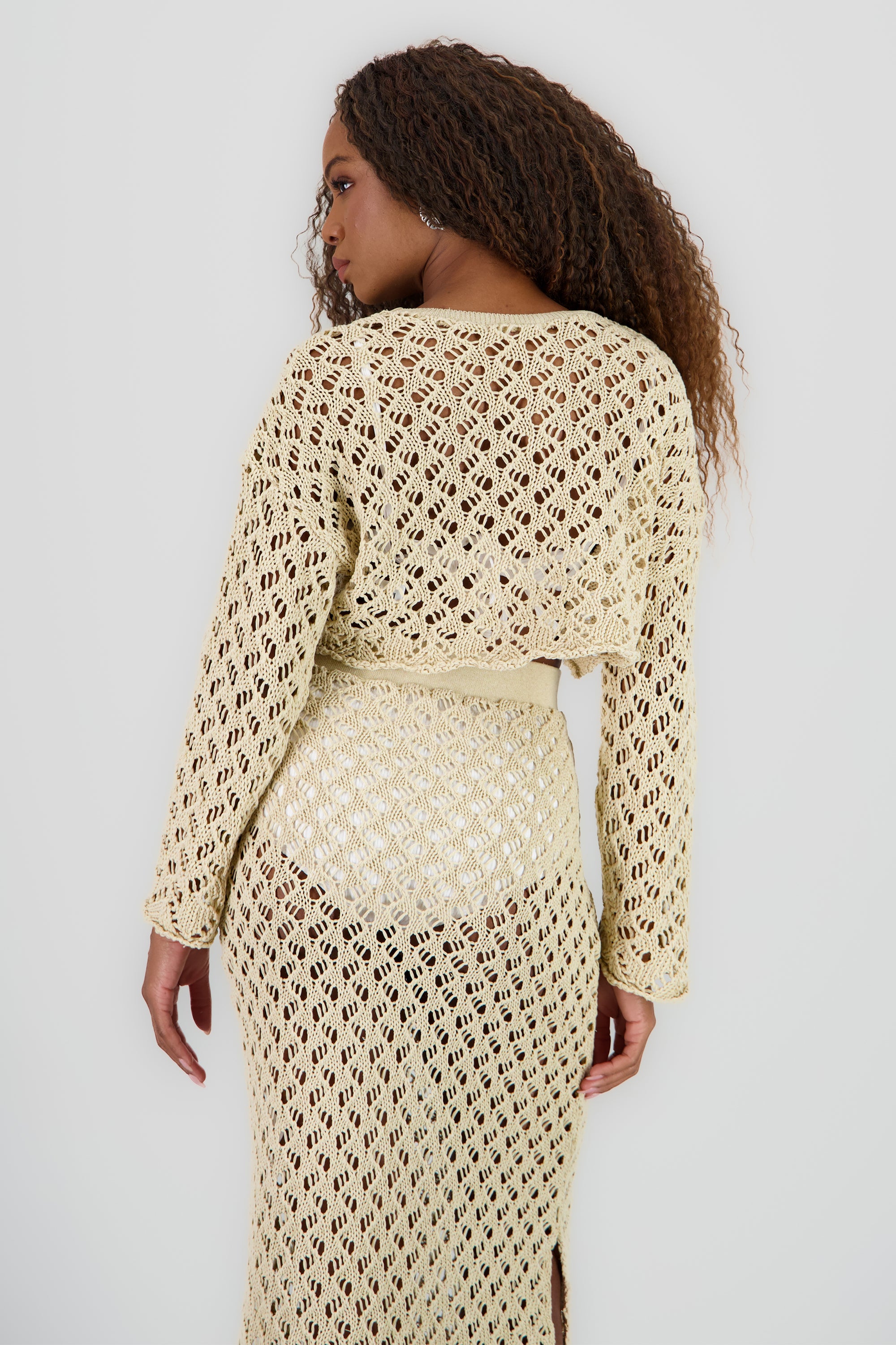 Blusa manga larga tejida KHAKI