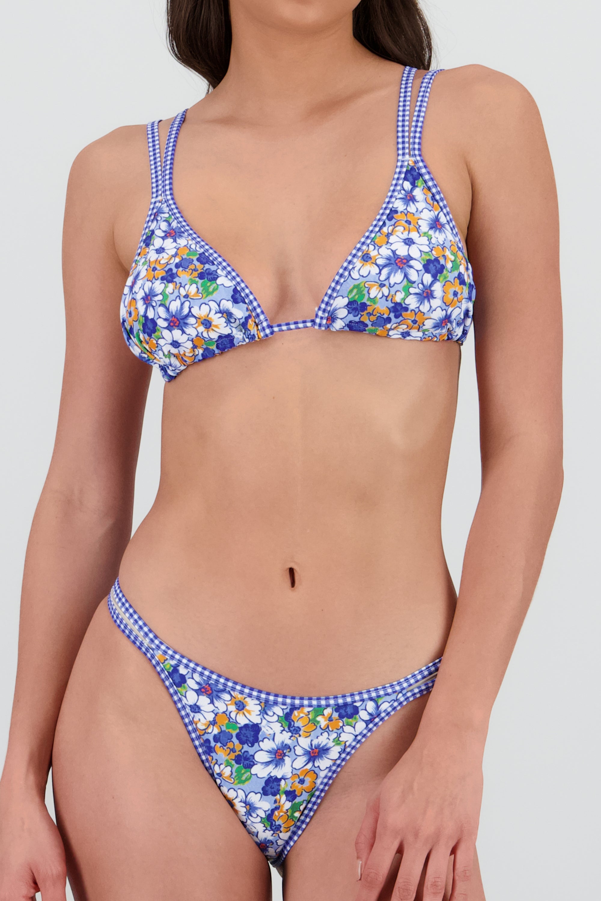 Bikini estampados flores detalle tirantes AZUL COMBO