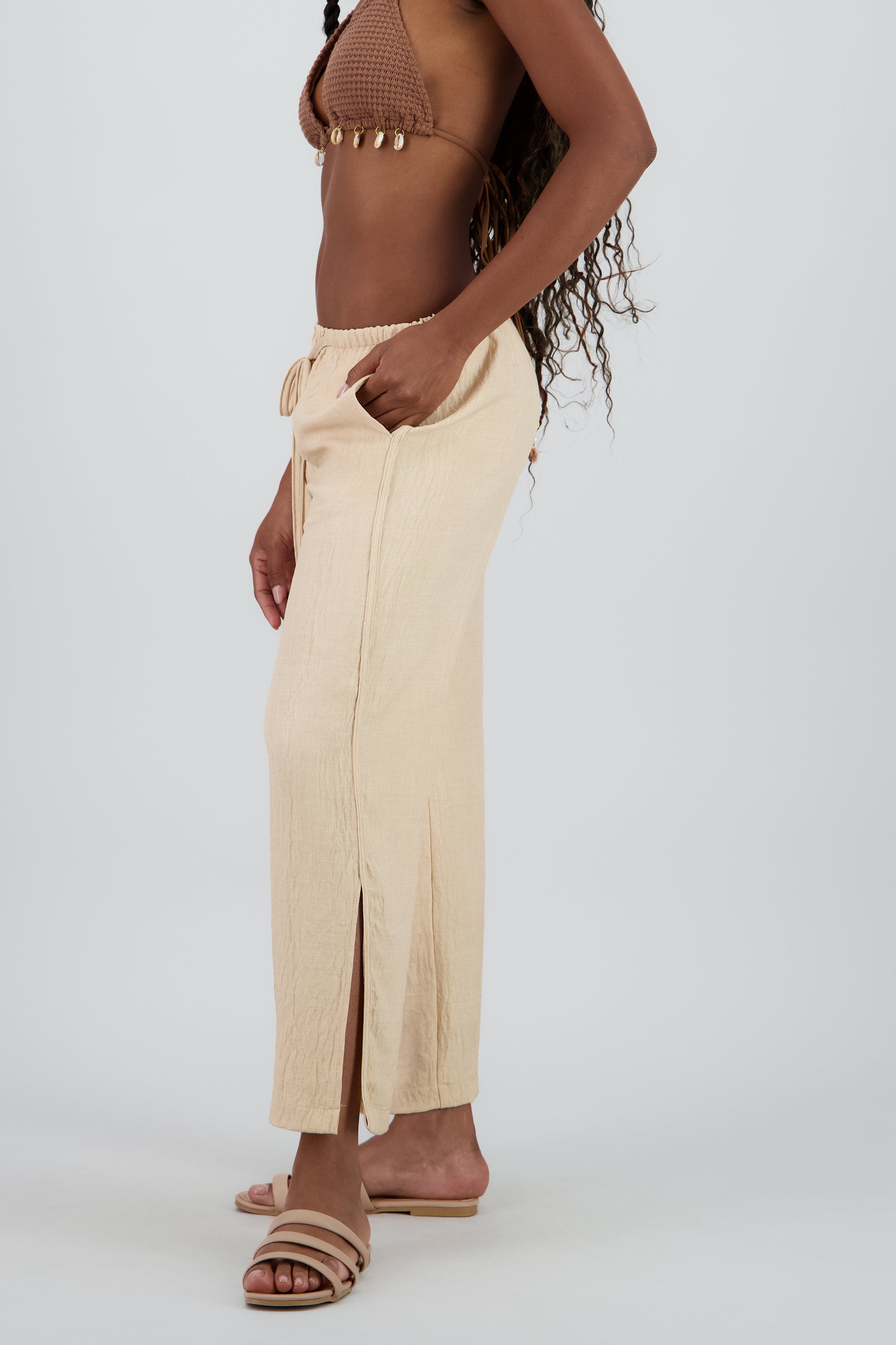 Pantalon cadera abertura BEIGE