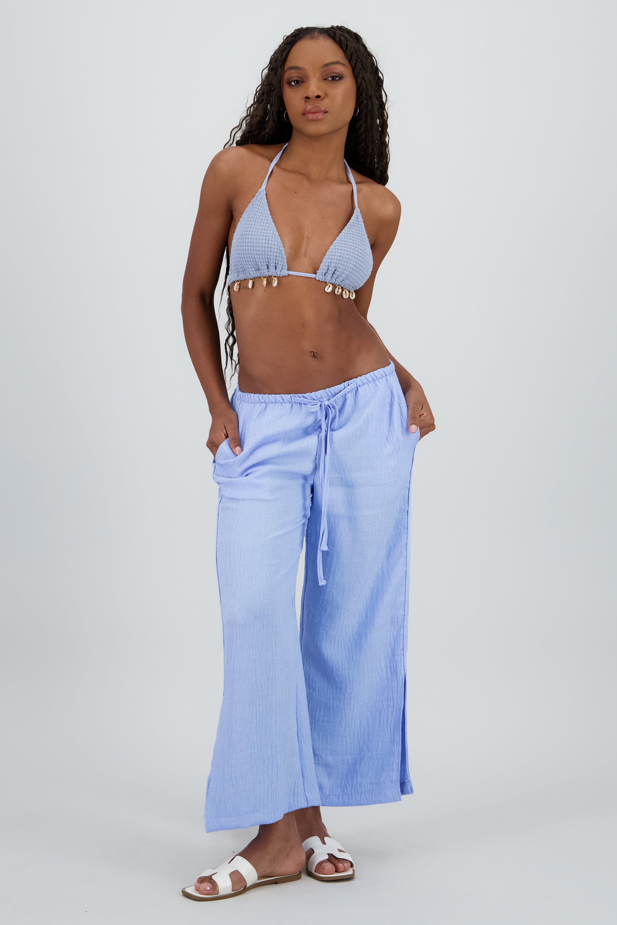 Pantalon cadera abertura AZUL CIELO