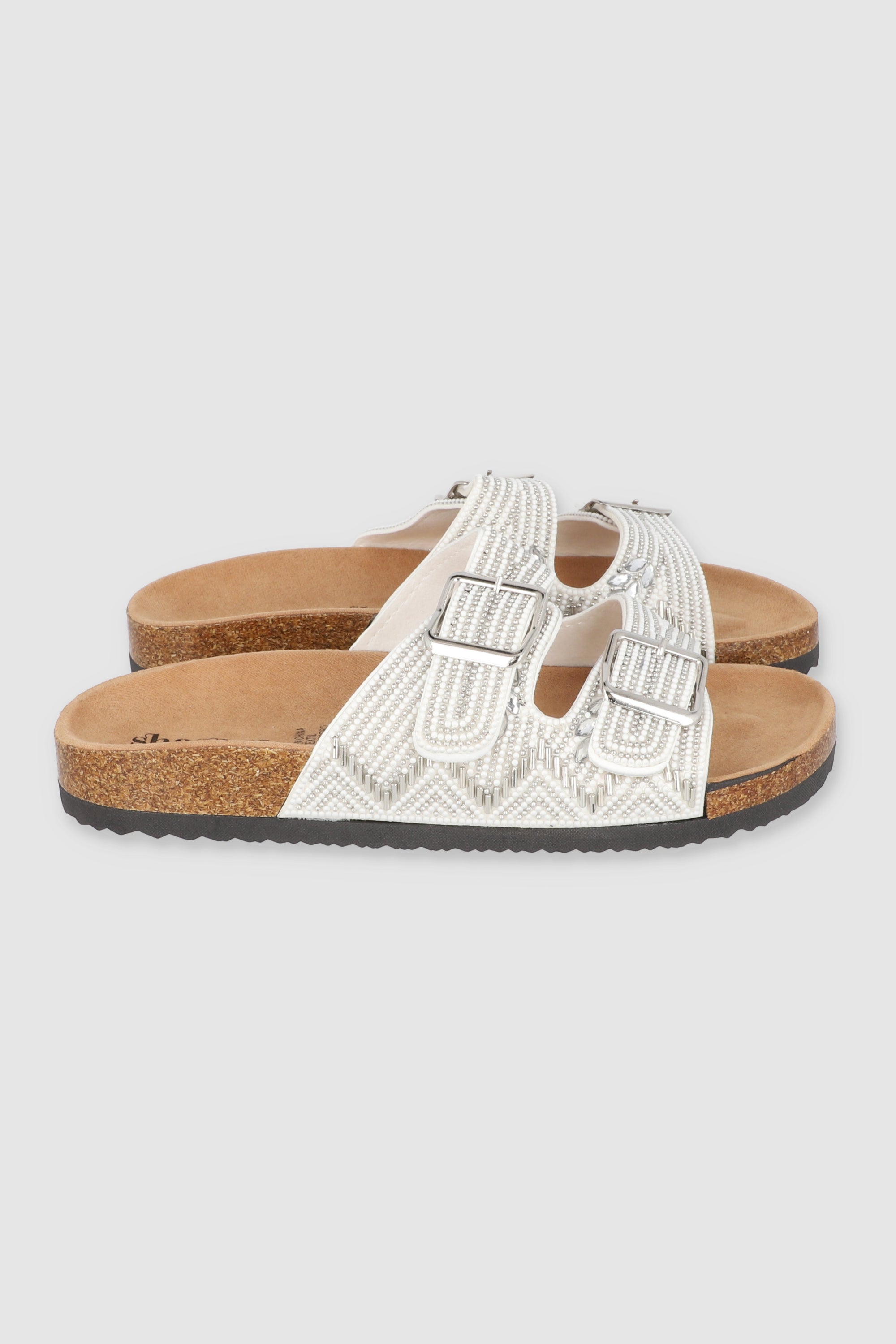 Sandalia dos tiras chaquiras BLANCO