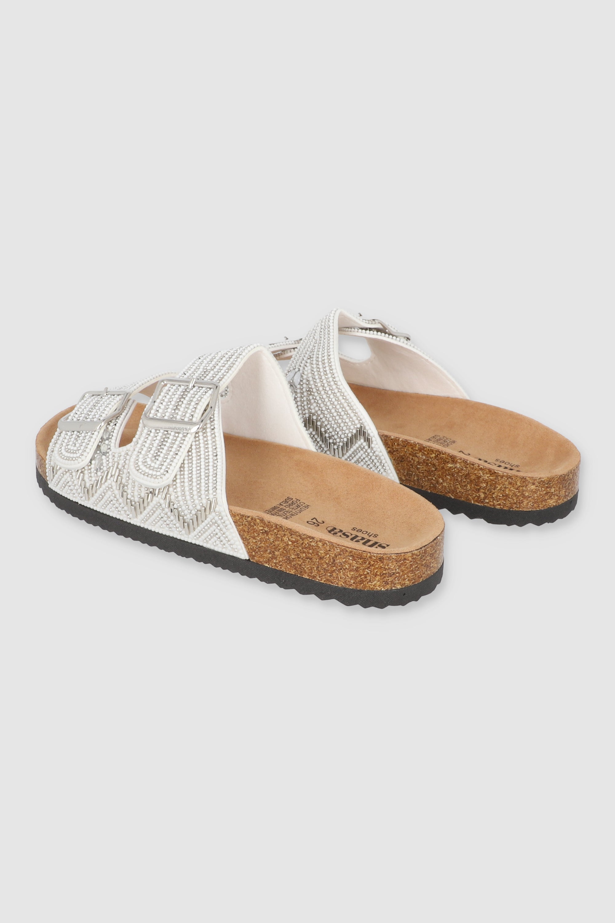 Sandalia dos tiras chaquiras BLANCO