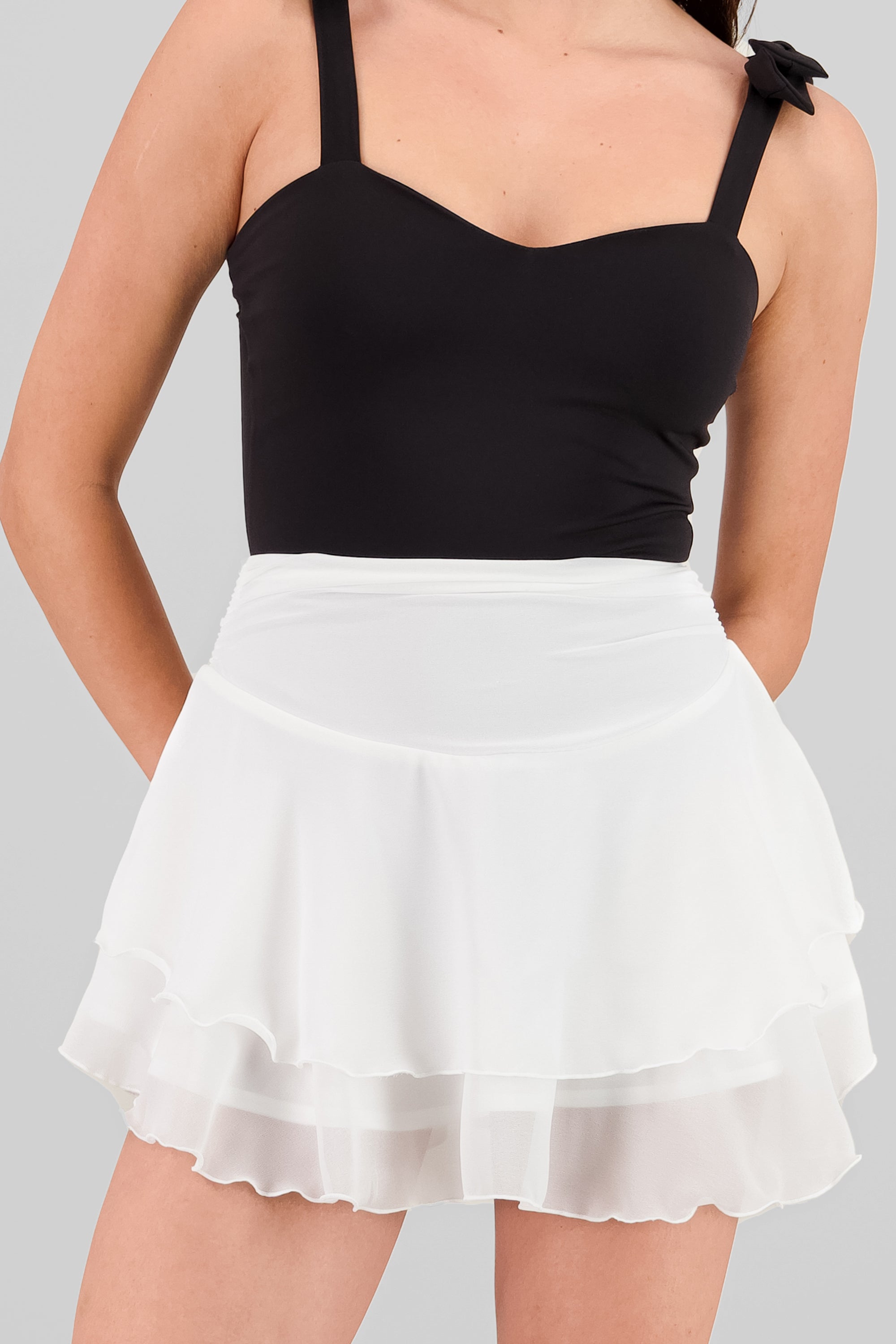 Falda mini chiffon doble olan BLANCO