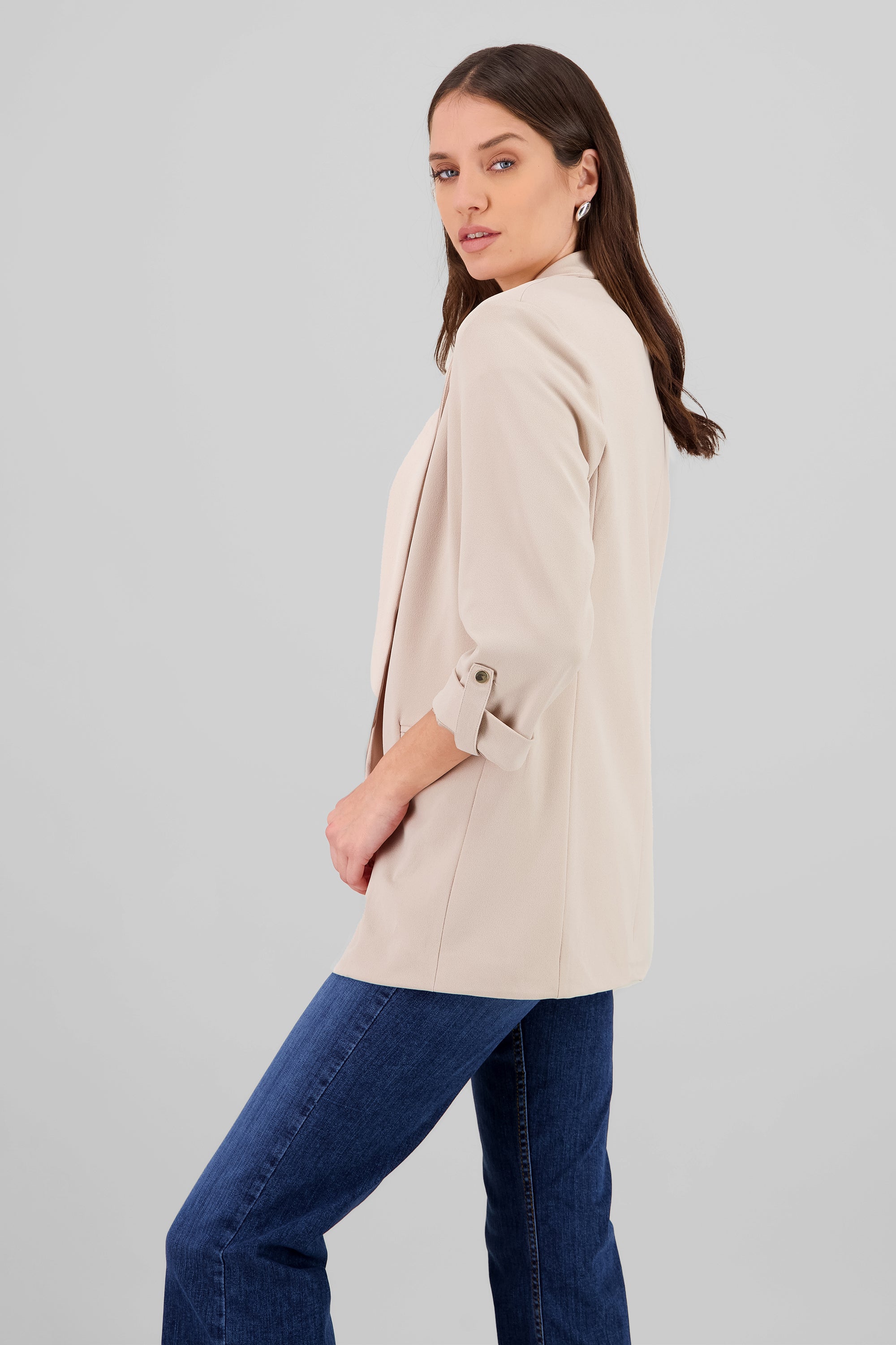 Blazer manga 3/4 con boton liso BEIGE