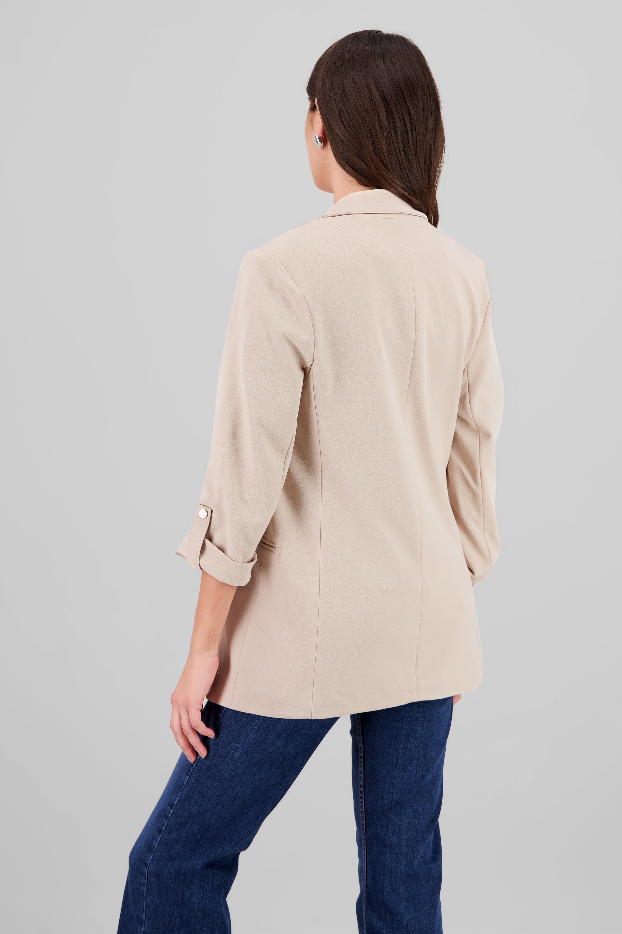 Blazer manga 3/4 con boton liso BEIGE